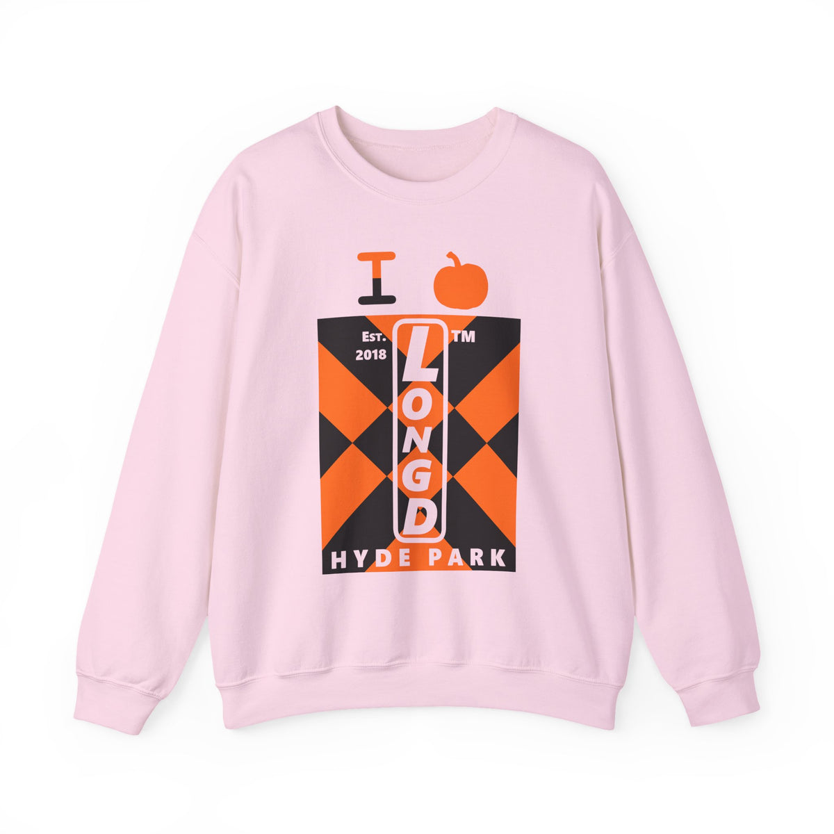 I pumpkin LongD Hyde Park negative upright mixed argyle logo crewneck sweatshirt