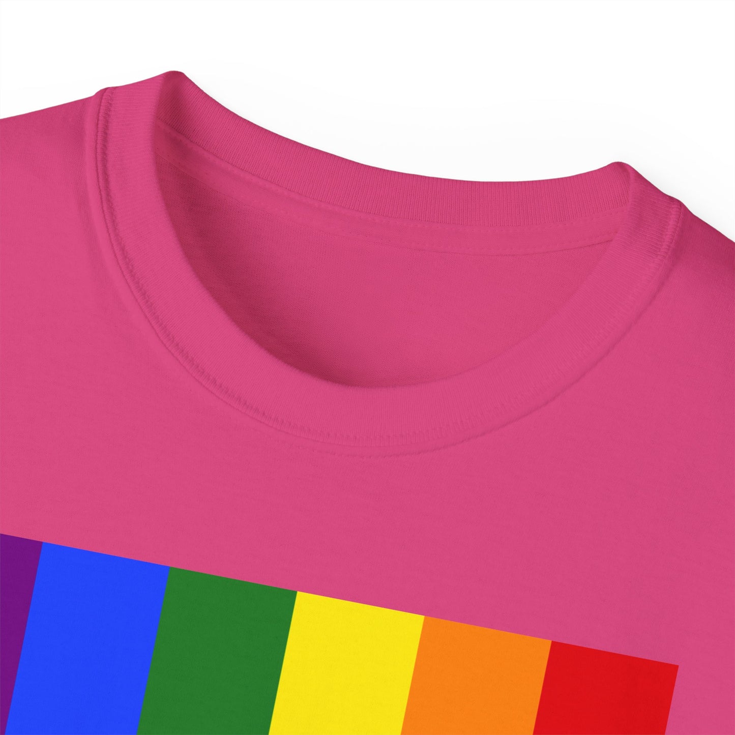 LongD® Logo Cotton Tee Pride rainbow vertical flag negative text