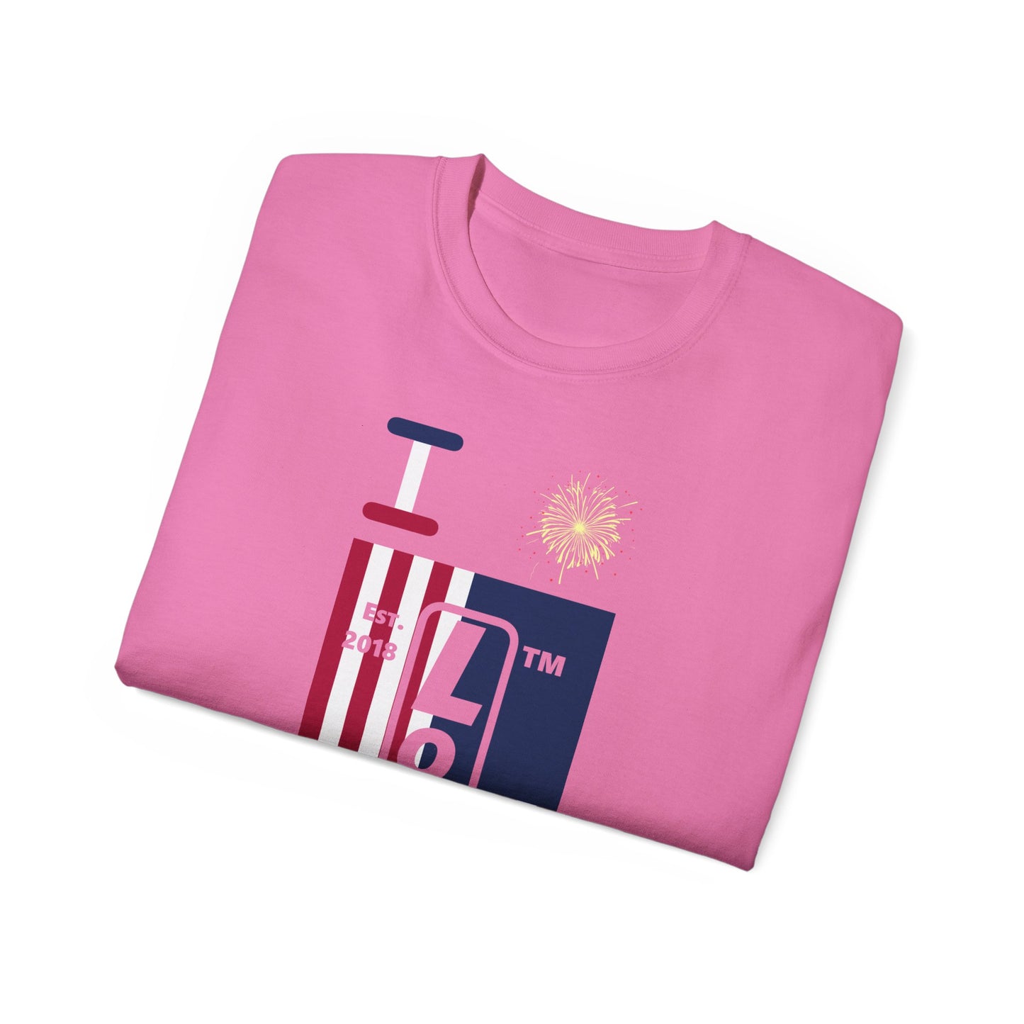 I Burst LongD cotton tee negative flag Chicago upright logo (Patriotic colors)