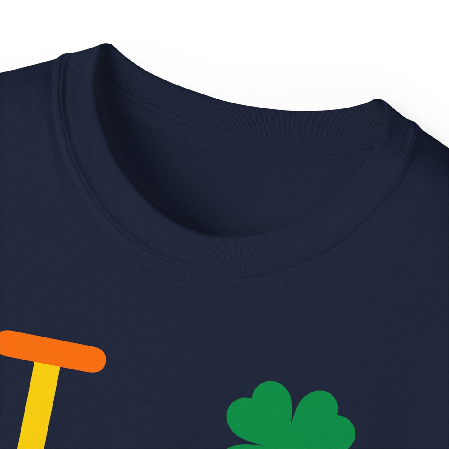 I Clover LongD® Logo Cotton Tee (St. Patrick's Day -Irish Green, Golden Yellow and Irish Orange negative thirds with 4-leaf clover)