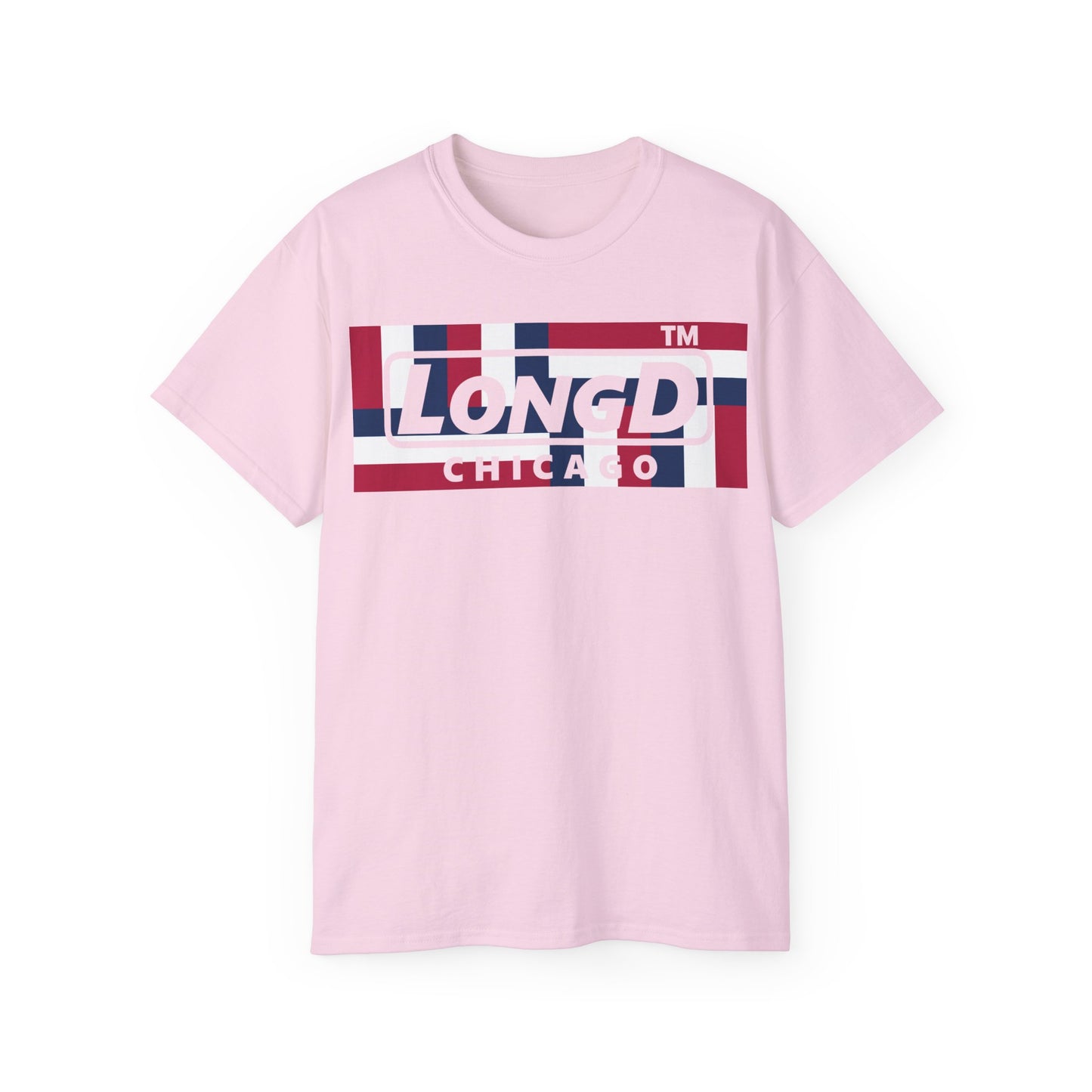 LongD negative modified windmill Chicago logo cotton tee (patriotic colors)