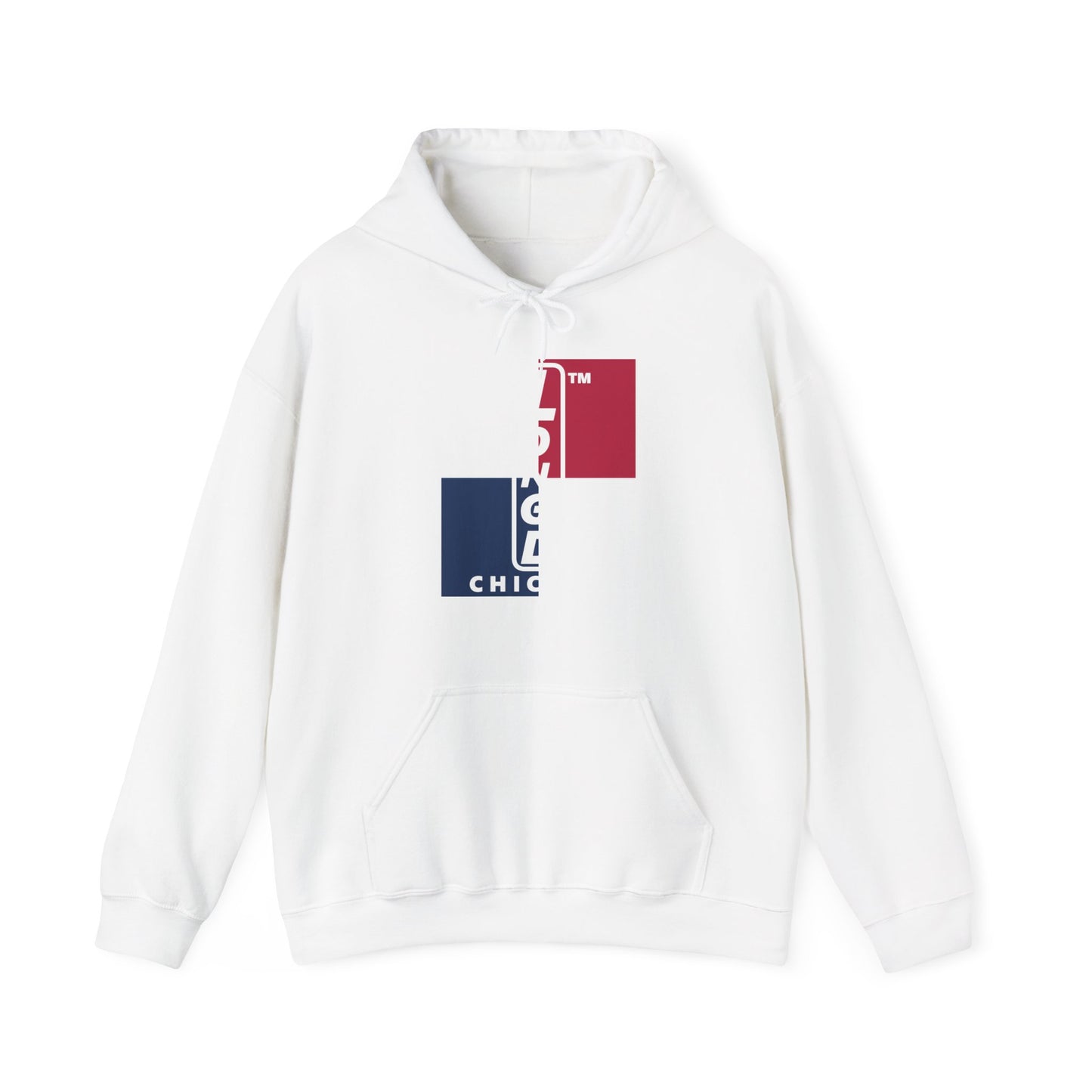 LongD® negative quarters upright Chicago logo hoodie