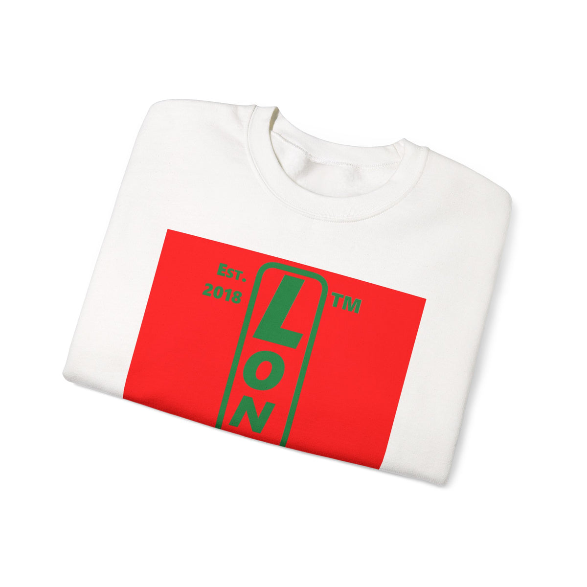 LongD Chicago upright logo positive green on negative red (Xmas colors) crewneck sweatshirt