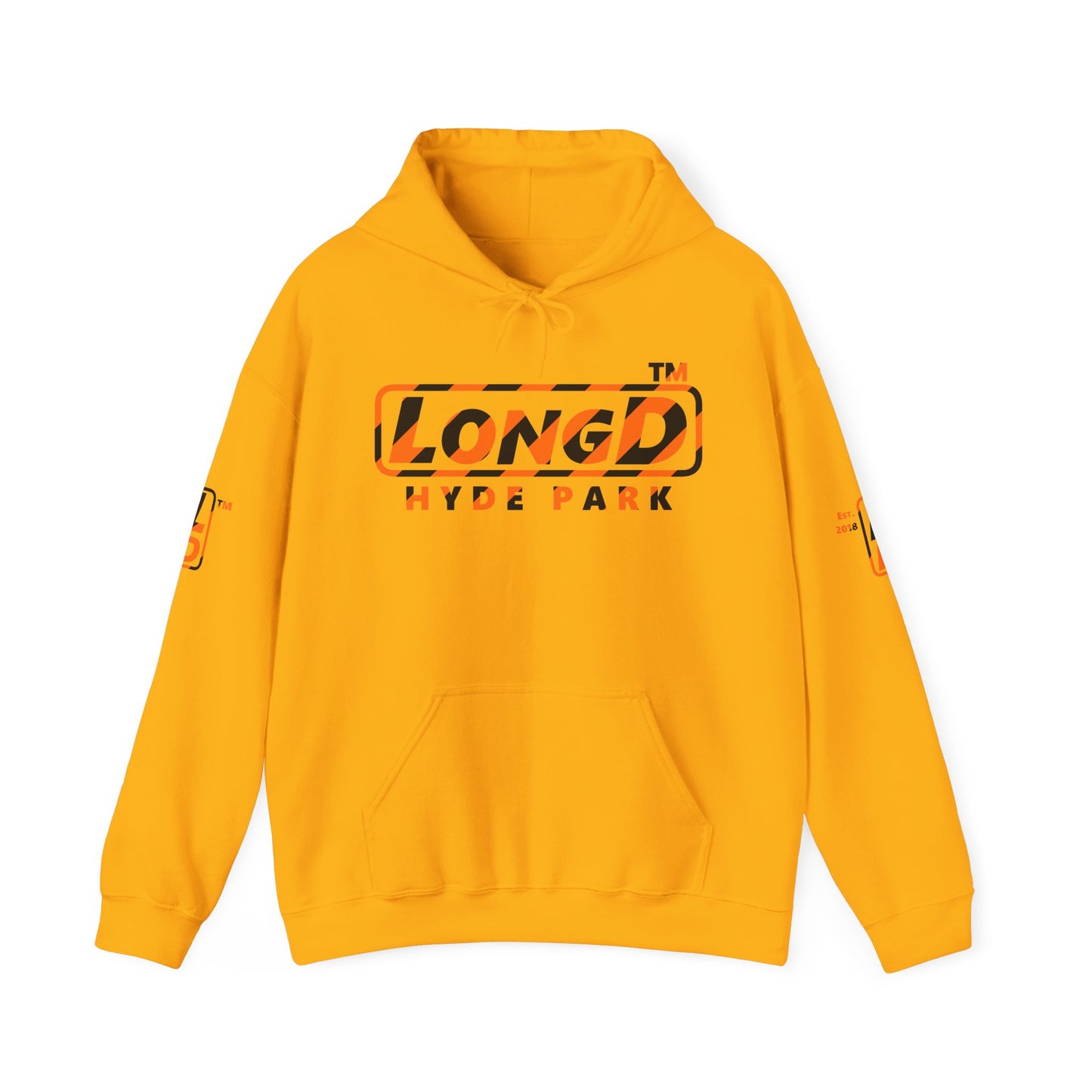LongD Hyde Park positive 12-striped 4-print logo (Halloween colors) hoodie