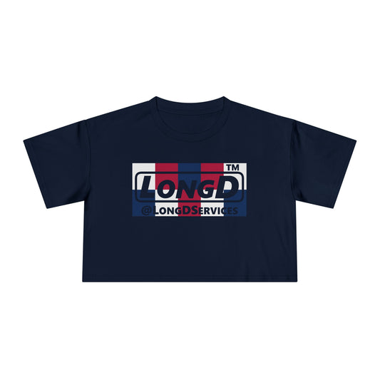 LongD negative 2x5 tag Logo Crop Tee (Patriotic colors)