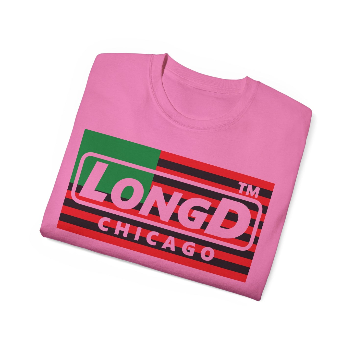 LongD negative flag Chicago logo 4-print cotton tee (Juneteenth colors)