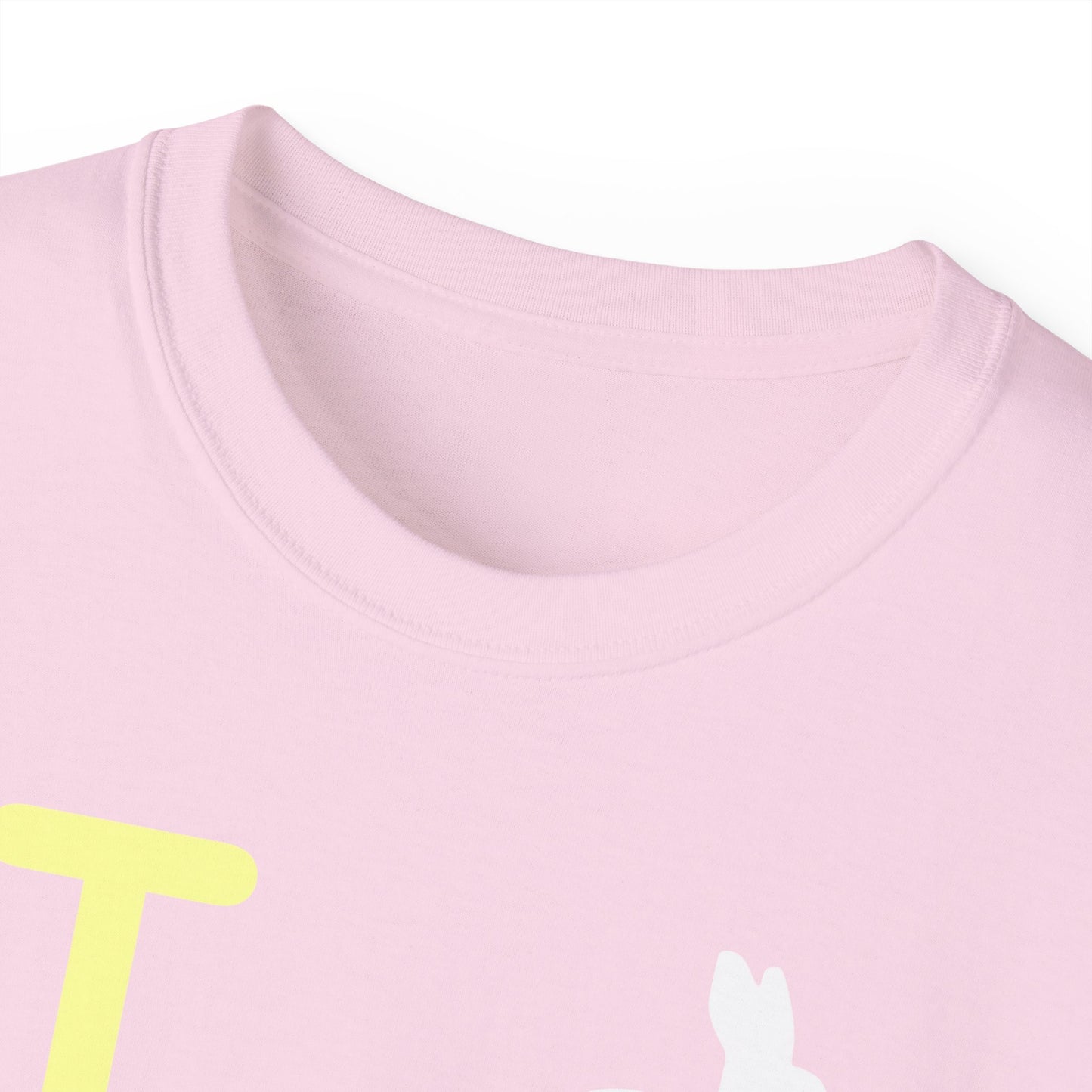 I Bunny LongD® Logo Cotton Tee Easter pastel yellow negative text (white Easter Bunny)