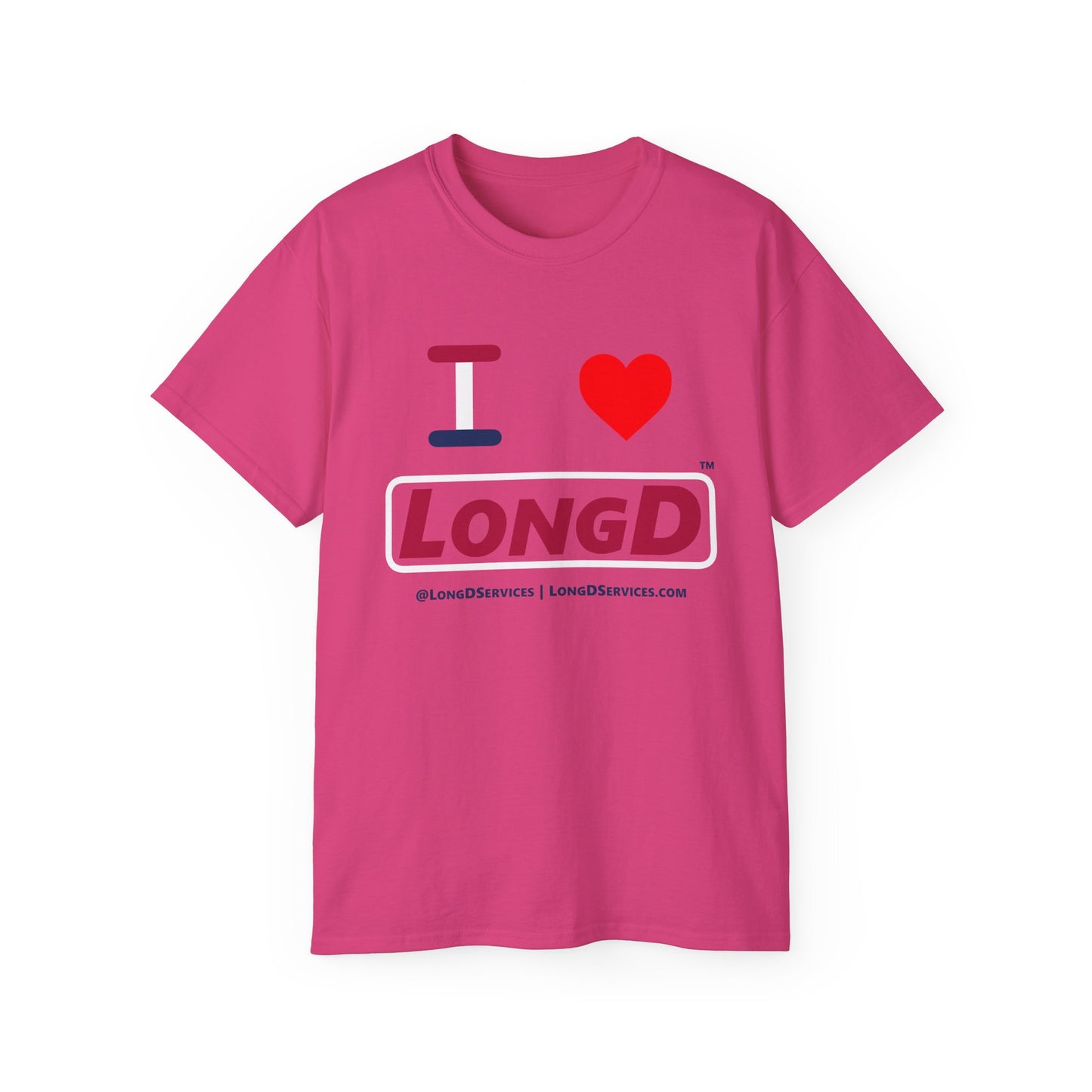 I Luv LongD® Logo Cotton Tee Red, White and Blue positive elements text