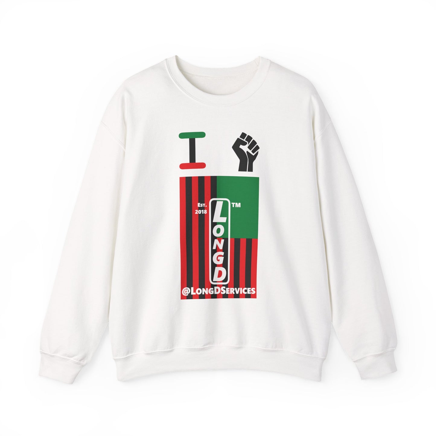 I Fist LongD negative flag tag upright logo crewneck sweatshirt
