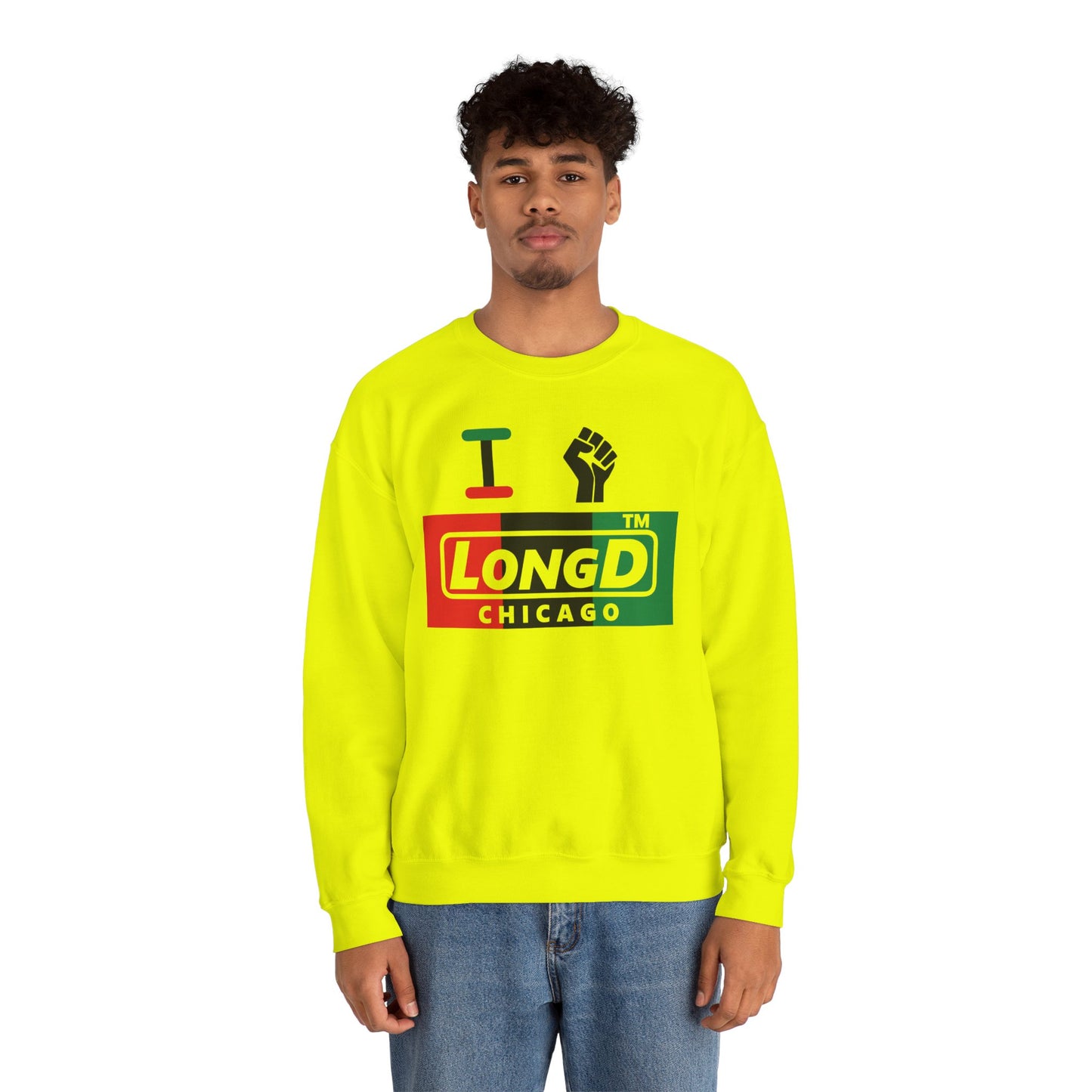 I fist LongD negative vertical 3-striped Chicago logo crewneck sweatshirt