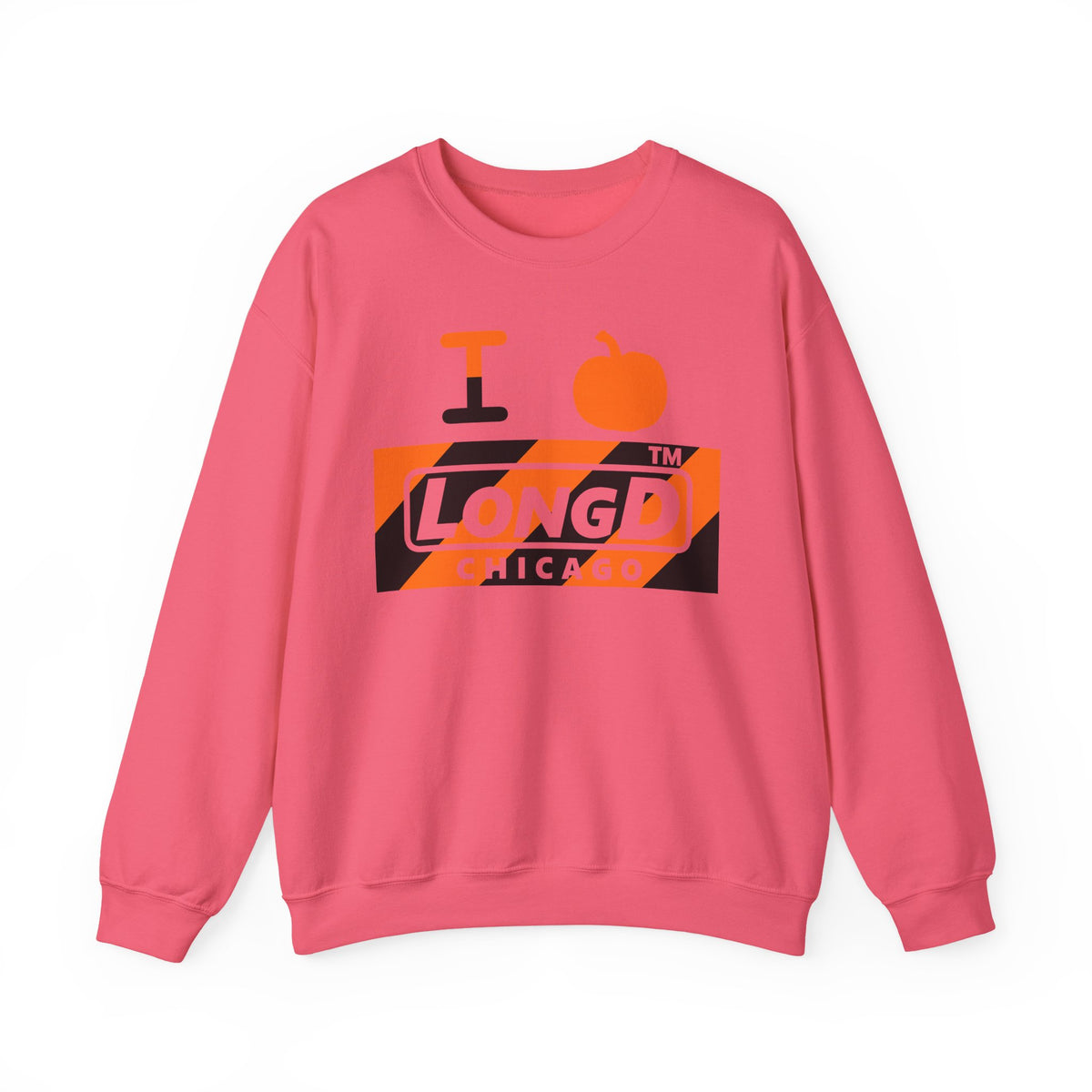 I pumpkin LongD Chicago negative diagonal 6-striped logo crewneck sweatshirt