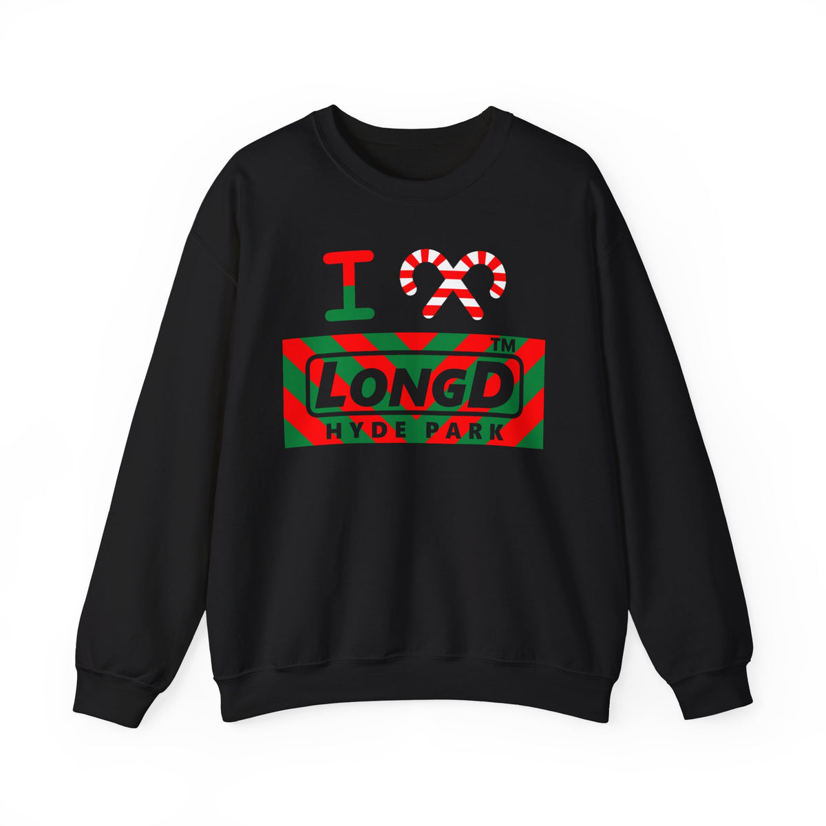 I candy cane LongD Hyde Park negative downward chevron logo crewneck sweatshirt