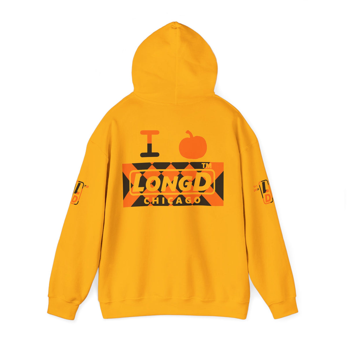 I pumpkin LongD Chicago negative stylized argyle 4-print logo hoodie
