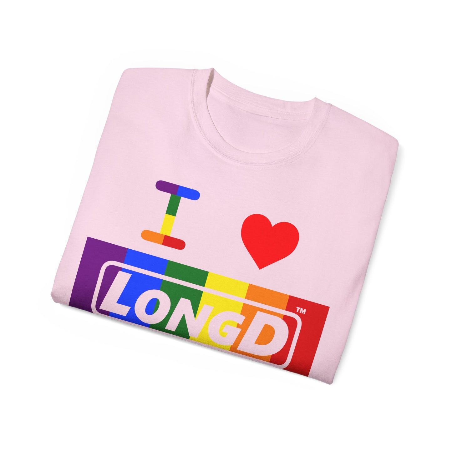 I Luv LongD® Logo Cotton Tee Pride rainbow negative text