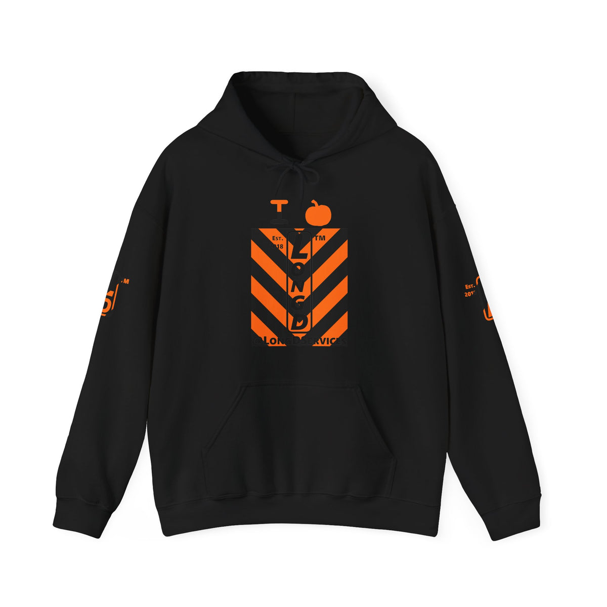 I pumpkin LongD Tag negative upright downward chevron 4-print logo hoodie