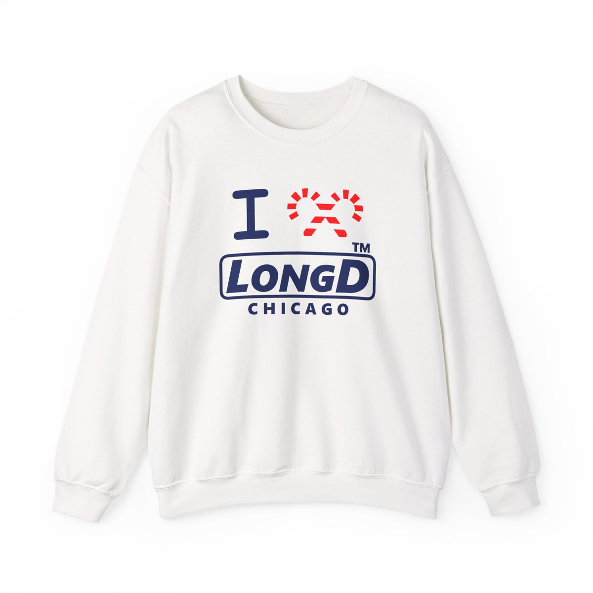 I candy cane LongD Chicago positive official basic navy front-back logo crewneck sweatshirt