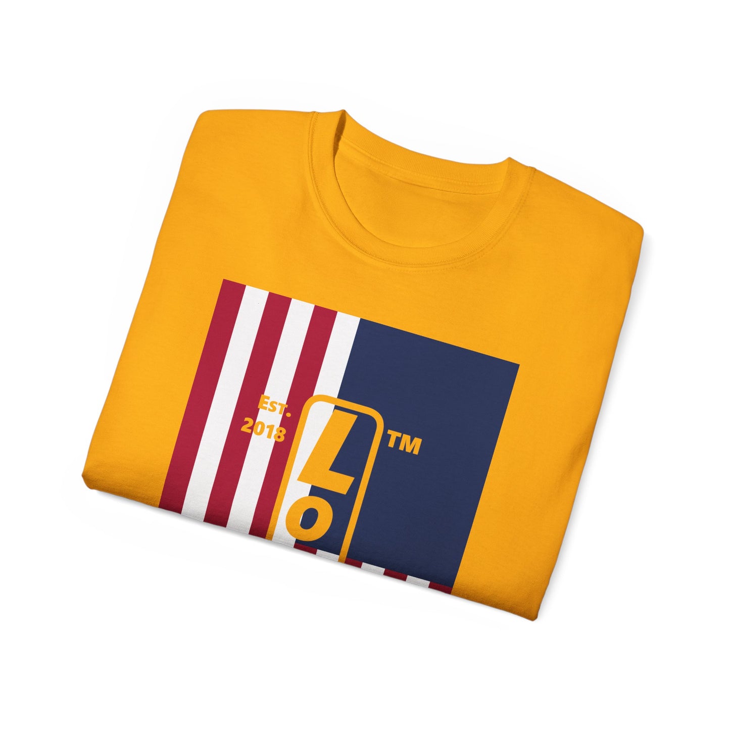 LongD cotton tee negative cropped flag Hyde Park upright logo (Patriotic colors)