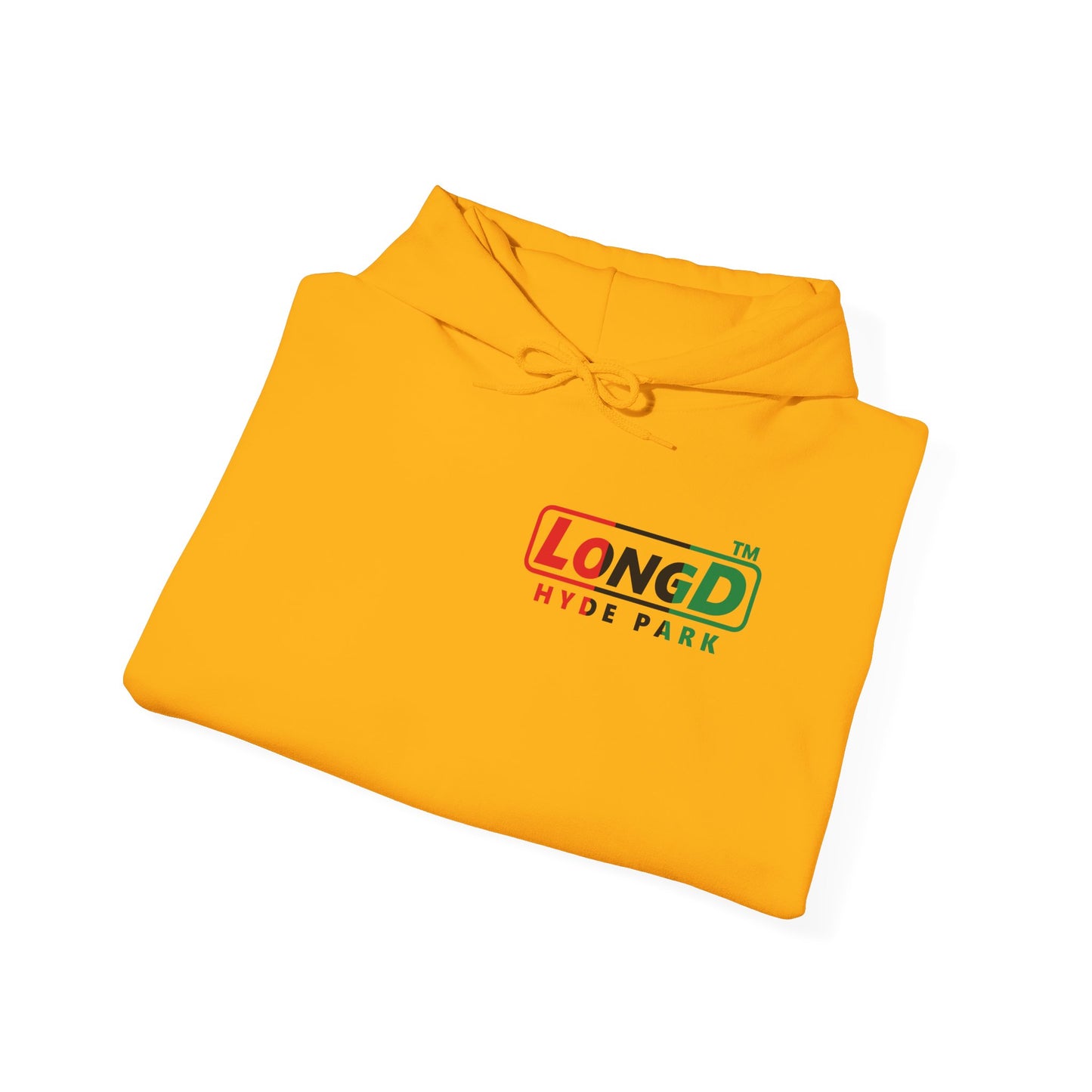 LongD® positive vertical 3-striped 4-print single-breasted Hyde Park logo Hoodie (Juneteenth colors)