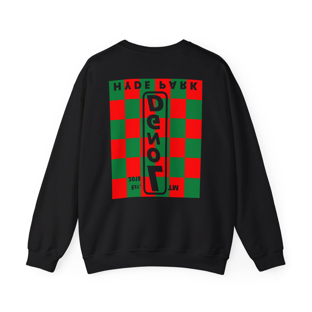 LongD Hyde Park negative upright checkered front-back logo (Xmas colors) crewneck sweatshirt