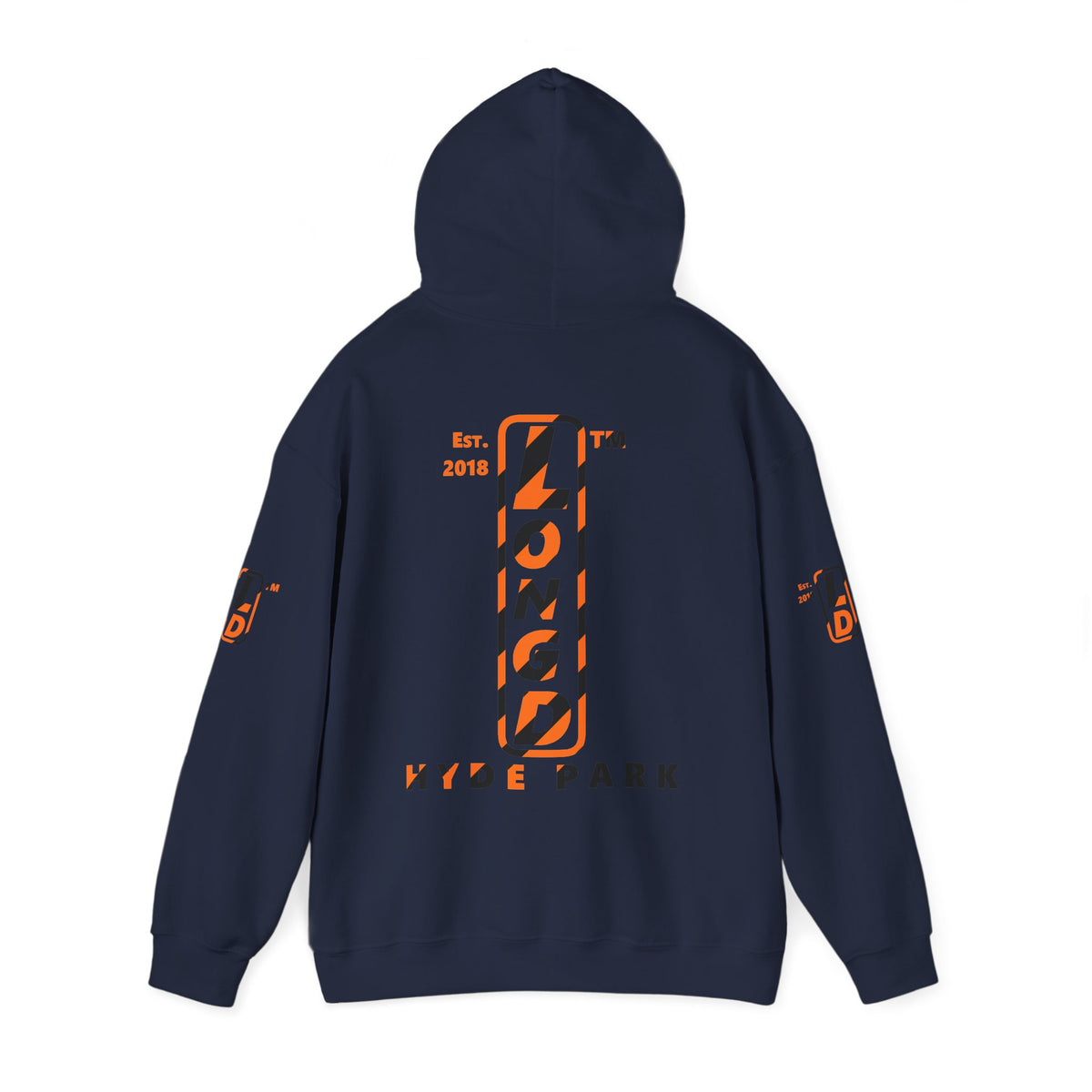 LongD Hyde Park positive upright pixel-weighted 12-striped 4-print logo (Halloween colors) hoodie