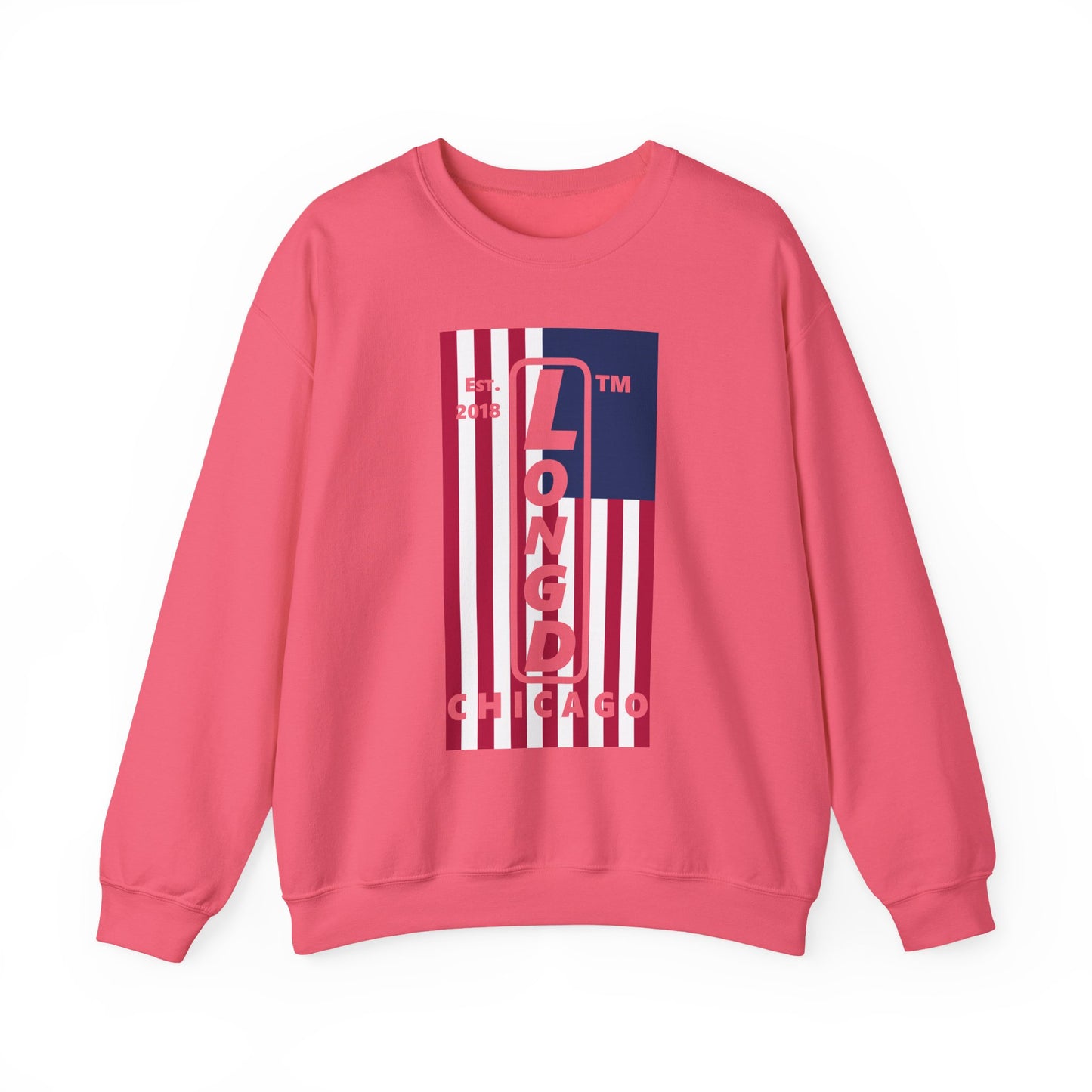 LongD negative flag Chicago logo crewneck sweatshirt (patriotic colors)