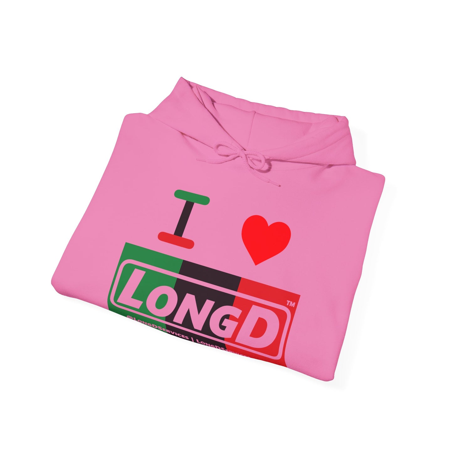 I Luv LongD® Logo Hoodie with Juneteenth negative thirds text