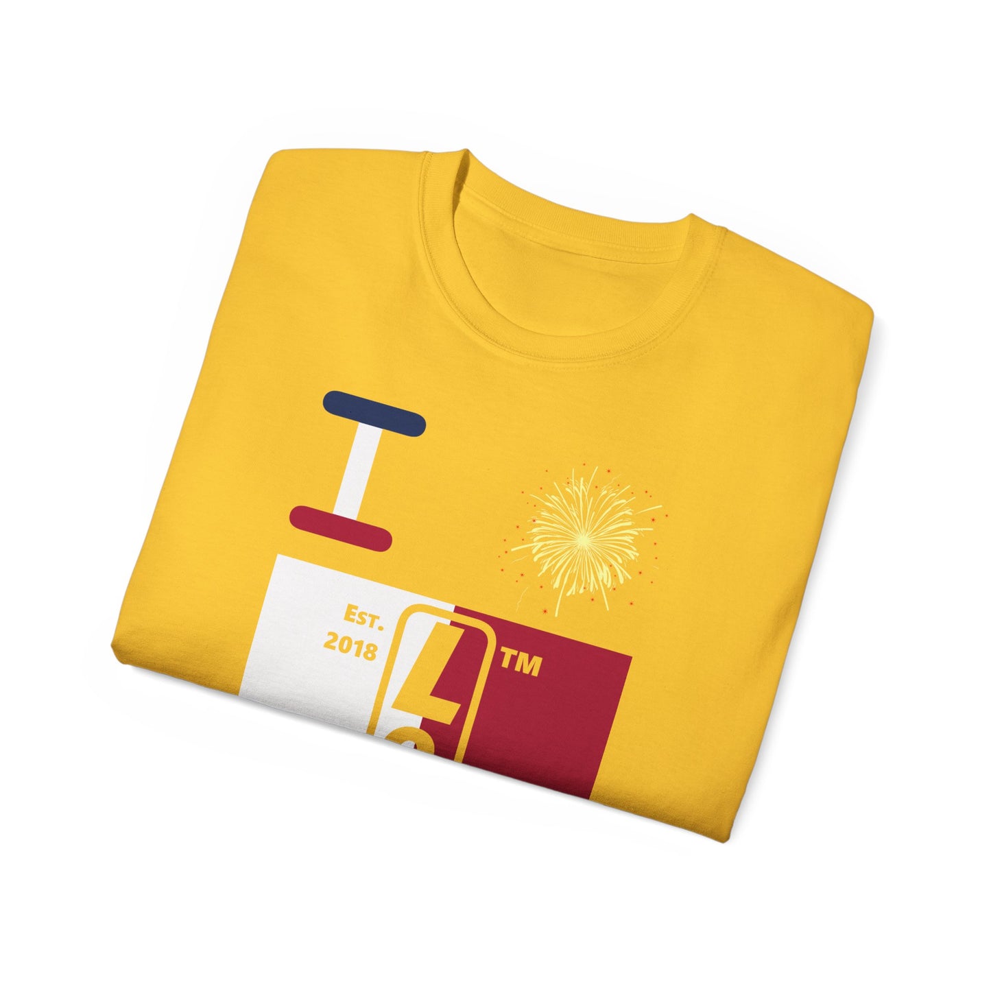 I Burst LongD cotton tee negative quarters Chicago upright logo (Patriotic colors)