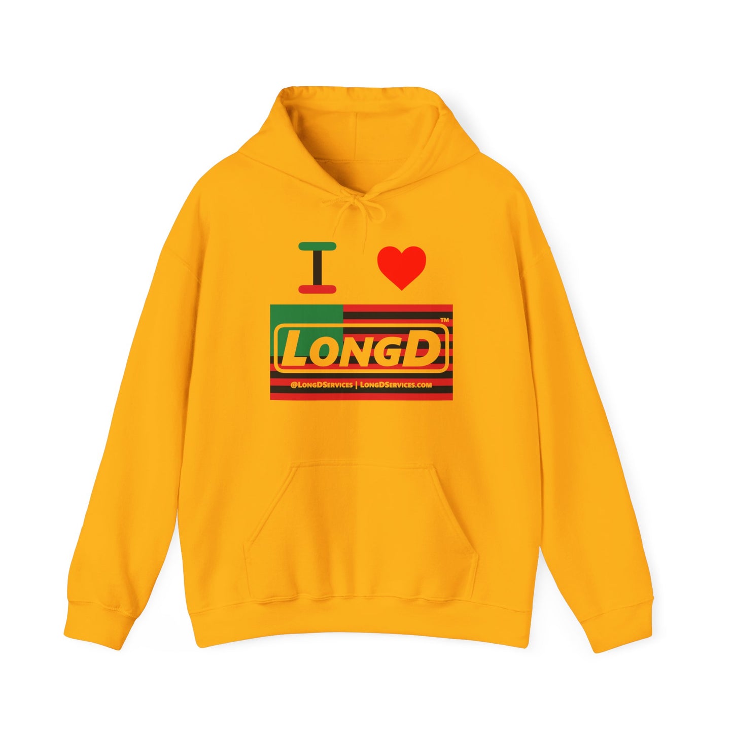 I Luv LongD® Logo Hoodie with Juneteenth negative flag