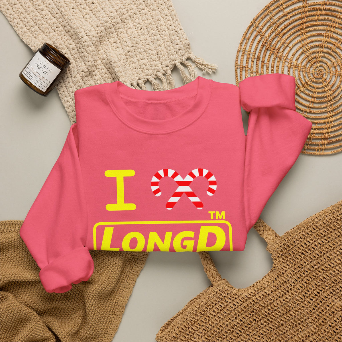 I candy cane LongD Chicago positive alternate basic yellow logo crewneck sweatshirt