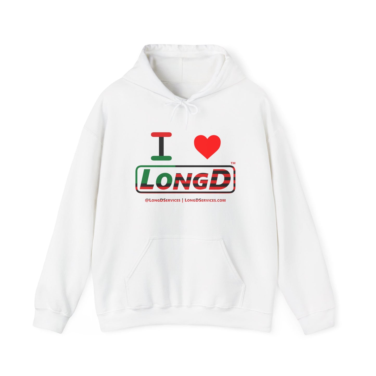 I Luv LongD® Logo Hoodie with Juneteenth positive flag