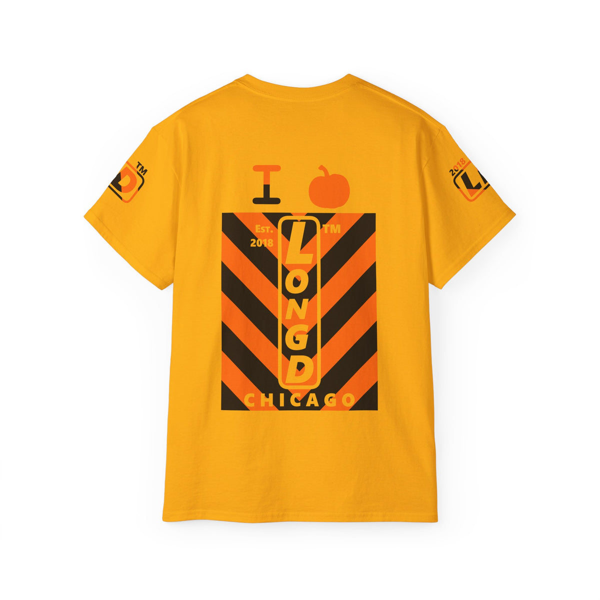 I pumpkin LongD Chicago negative upright downward chevron 4-print logo cotton tee