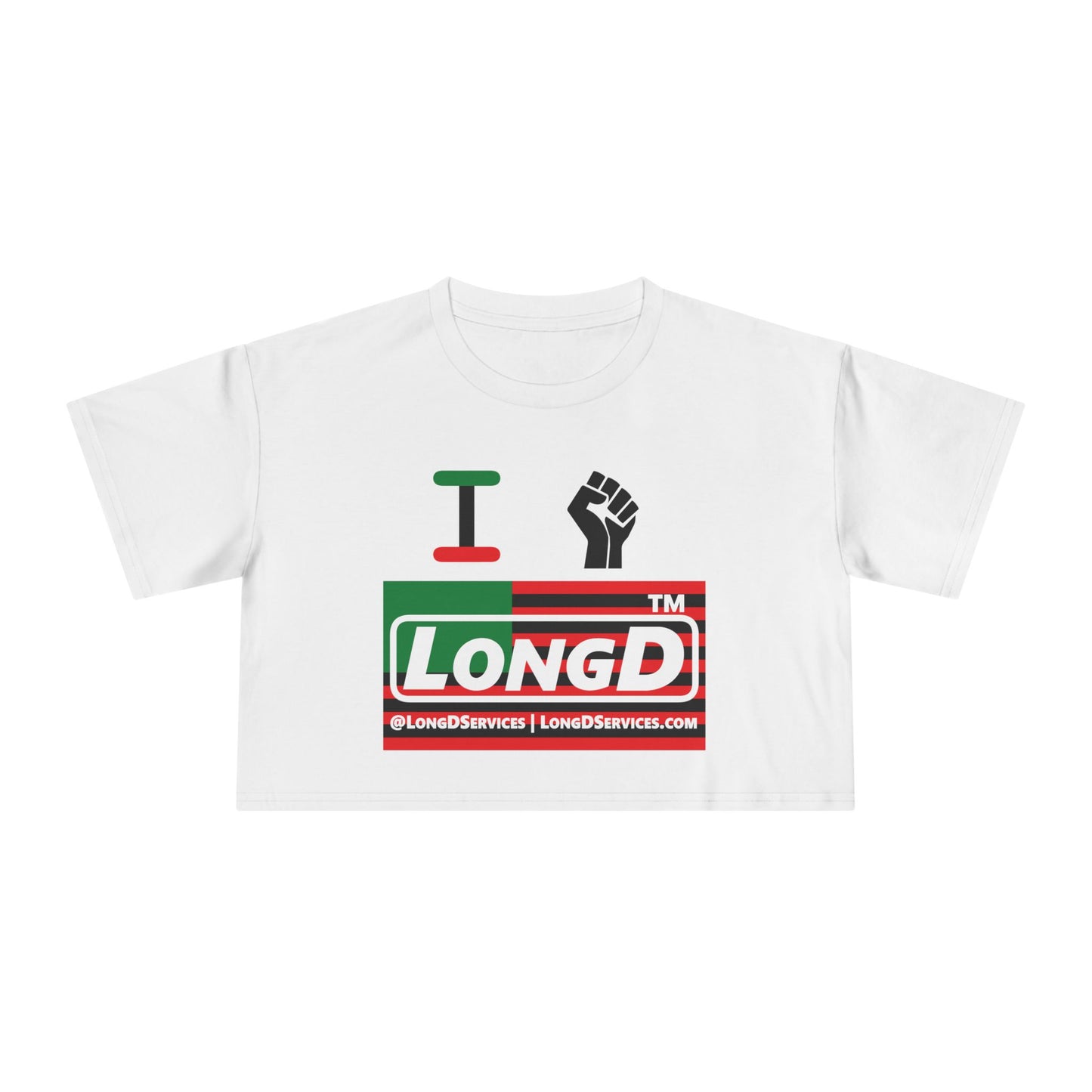 I fist LongD negative flag tag-domain logo crop tee