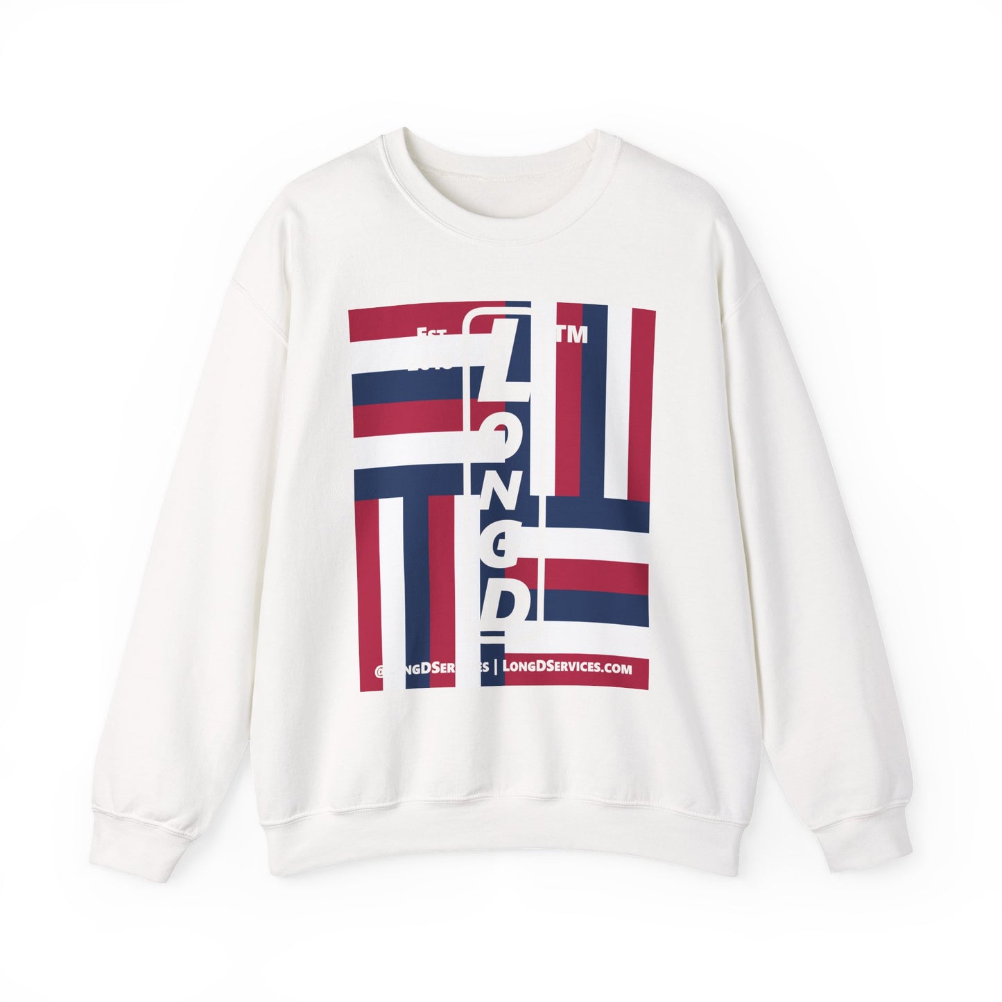 I Burst LongD negative windmill tag-domain upright front-back logo crewneck sweatshirt