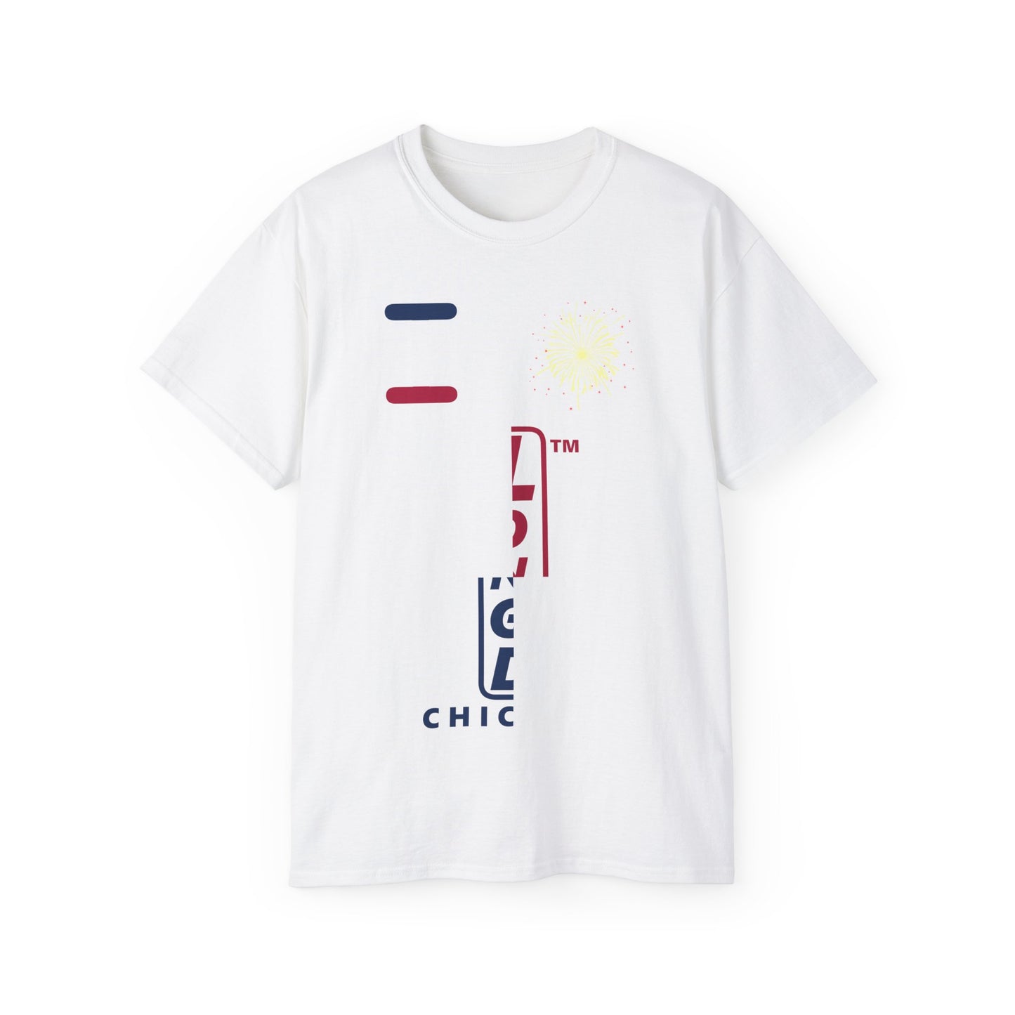 I Burst LongD cotton tee positive quarters Chicago upright logo (Patriotic colors)