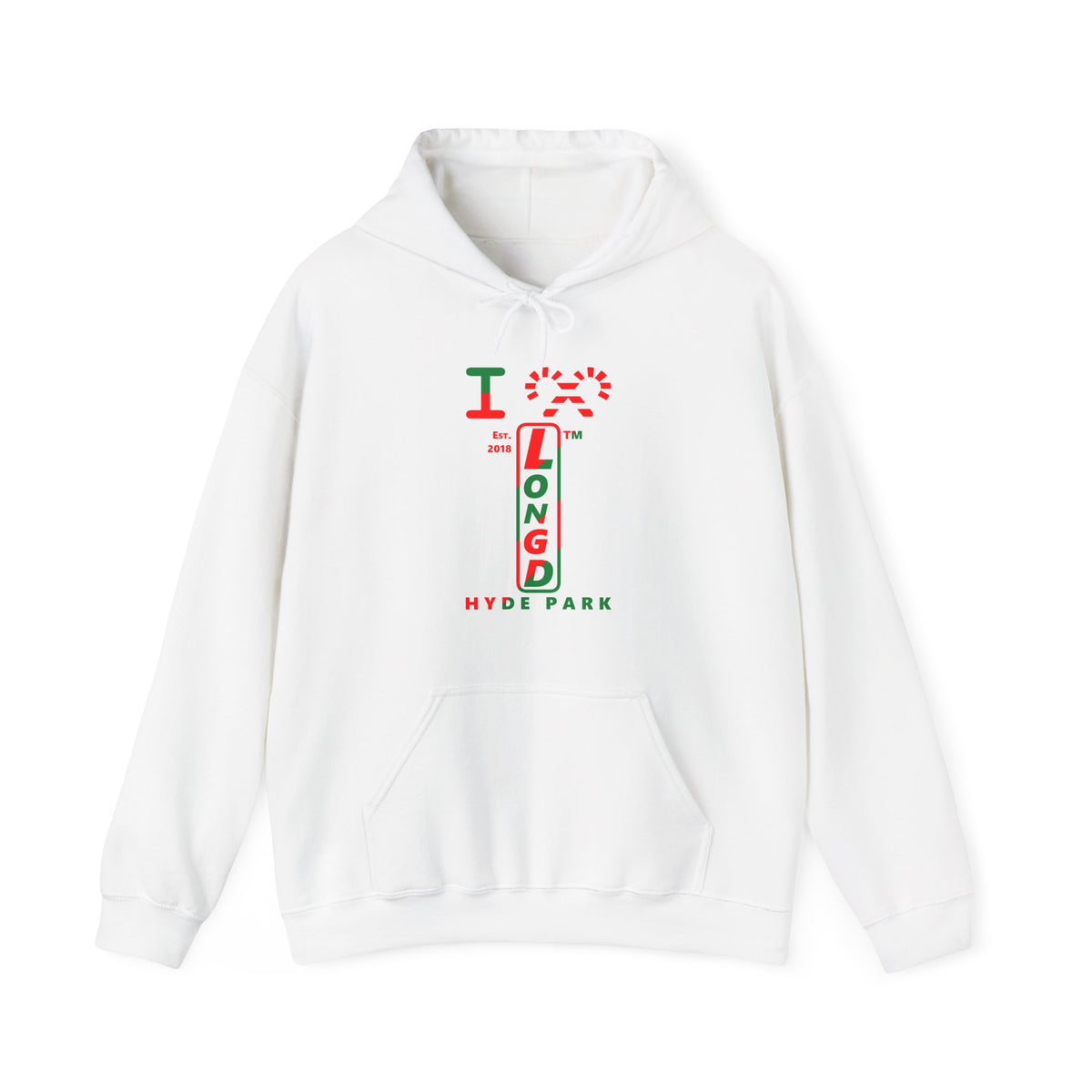 I candy cane LongD Hyde Park positive upright pixel-weighted 4-striped logo hoodie