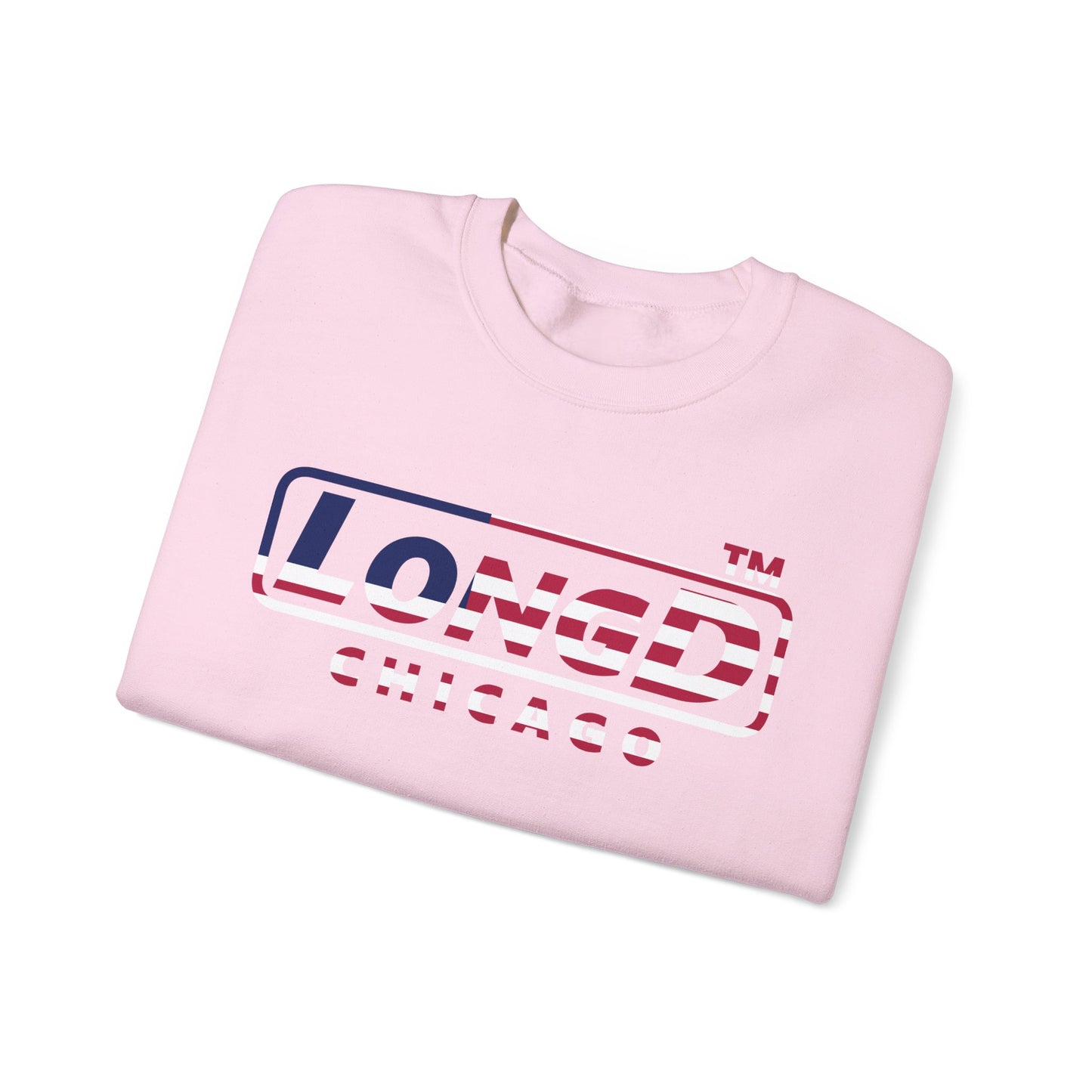 LongD positive flag Chicago logo crewneck sweatshirt (patriotic colors)