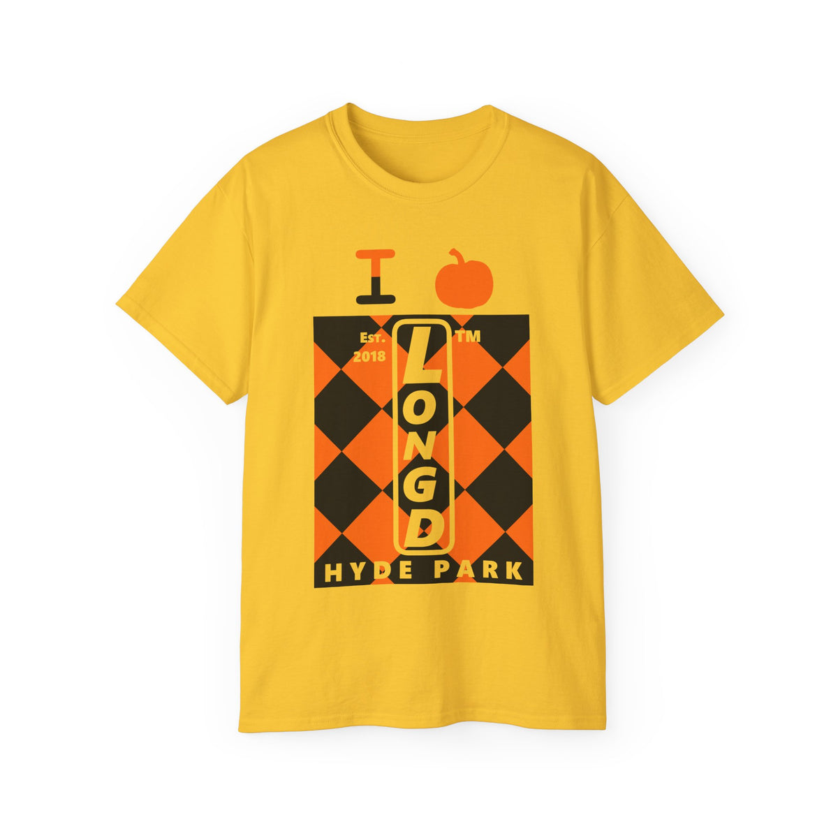 I pumpkin LongD Hyde Park negative upright argyle logo cotton tee