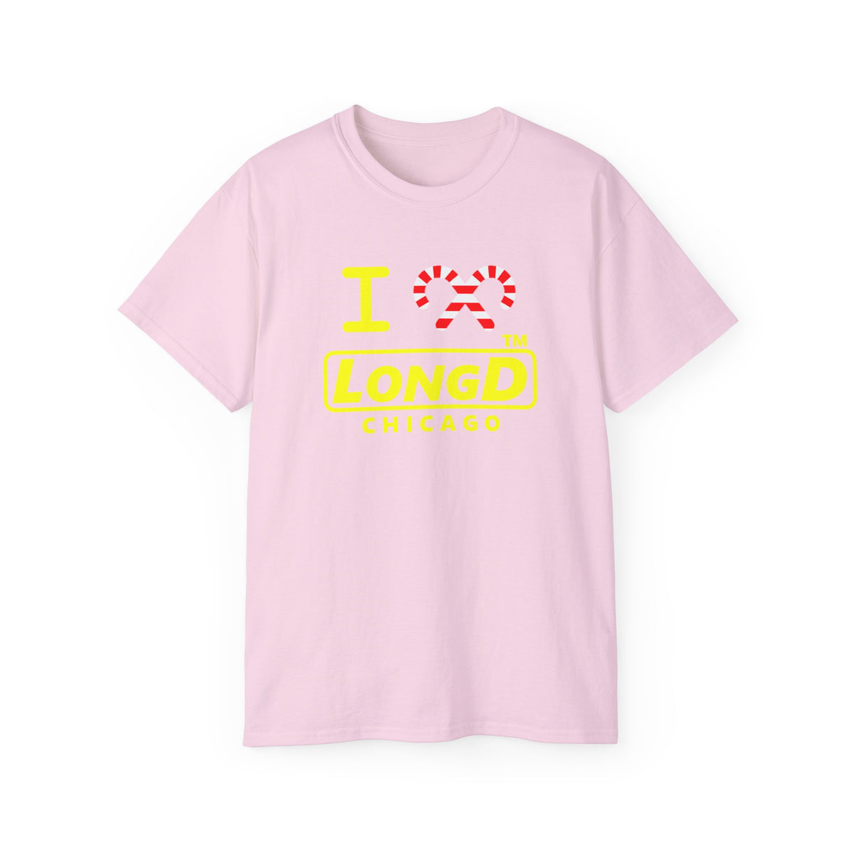 I candy cane LongD Chicago positive alternate basic yellow logo cotton tee