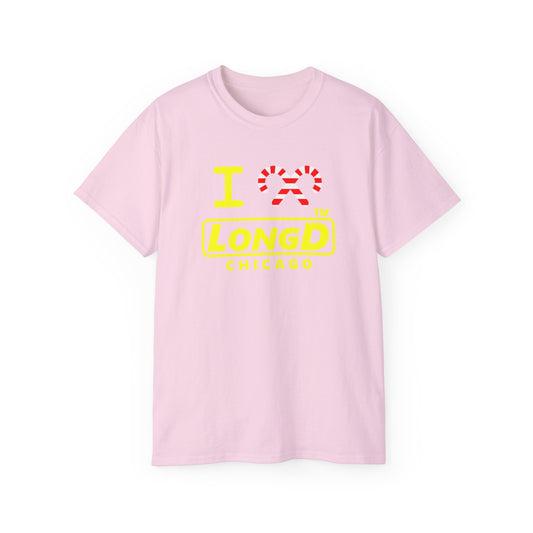 I candy cane LongD Chicago positive alternate basic yellow logo cotton tee
