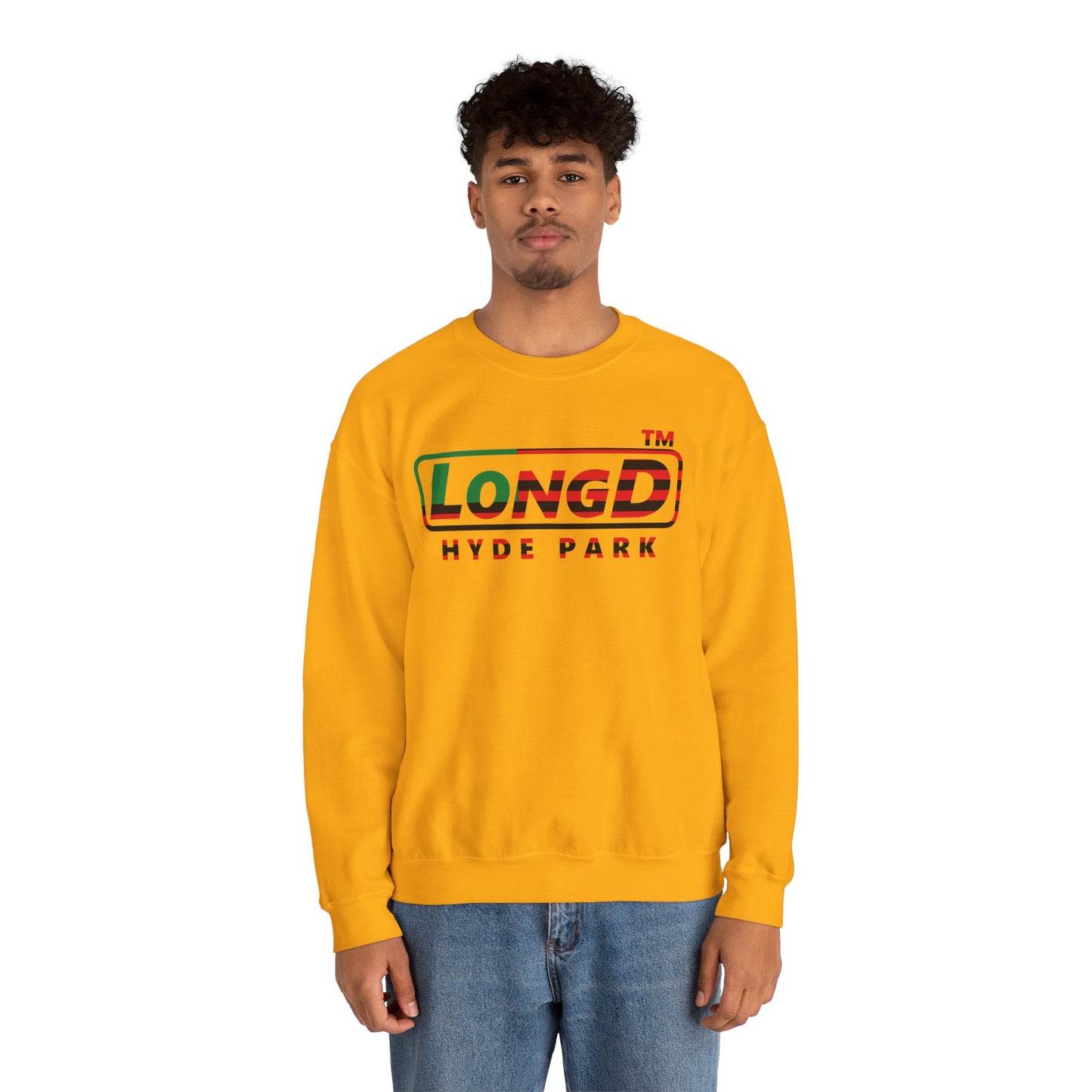 LongD positive flag Hyde Park logo crewneck sweatshirt (Juneteenth colors)