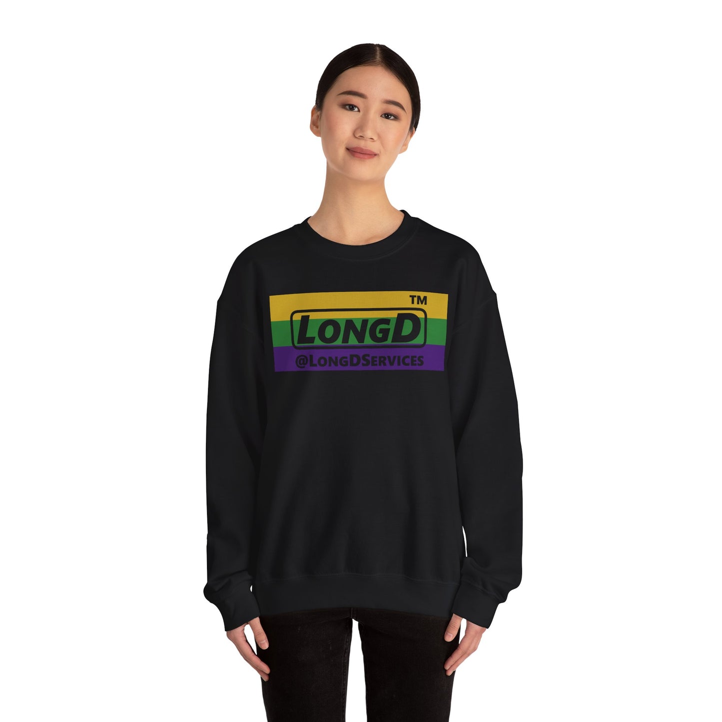 LongD negative striped Tag logo crewneck sweatshirt