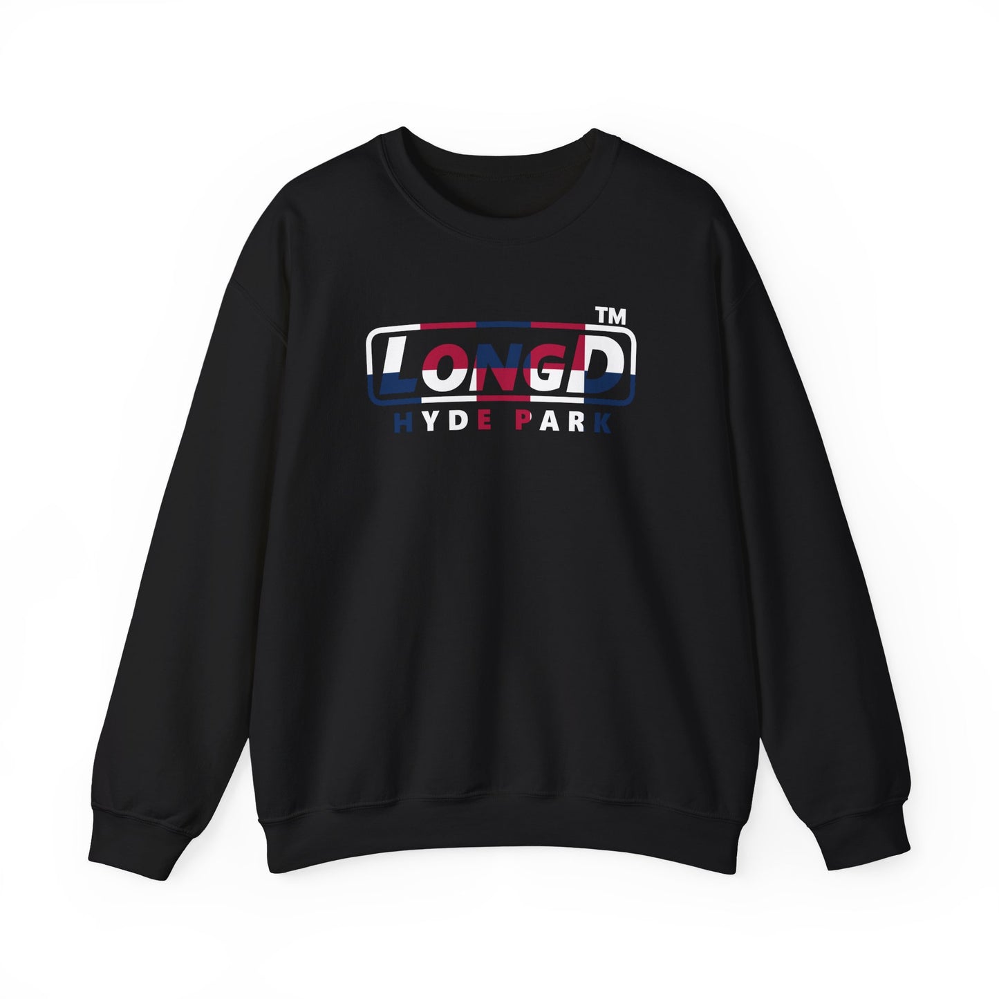 LongD positive 2x5 Hyde Park logo crewneck sweatshirt (patriotic colors)