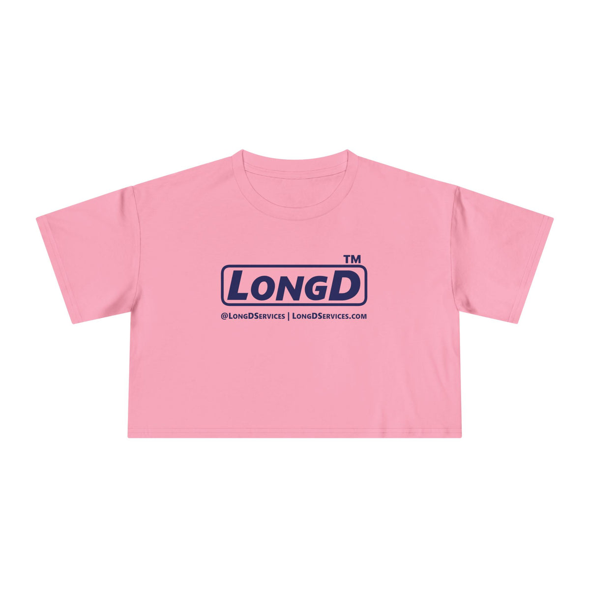 LongD Tag-domain positive basic Navy (002060) logo crop tee