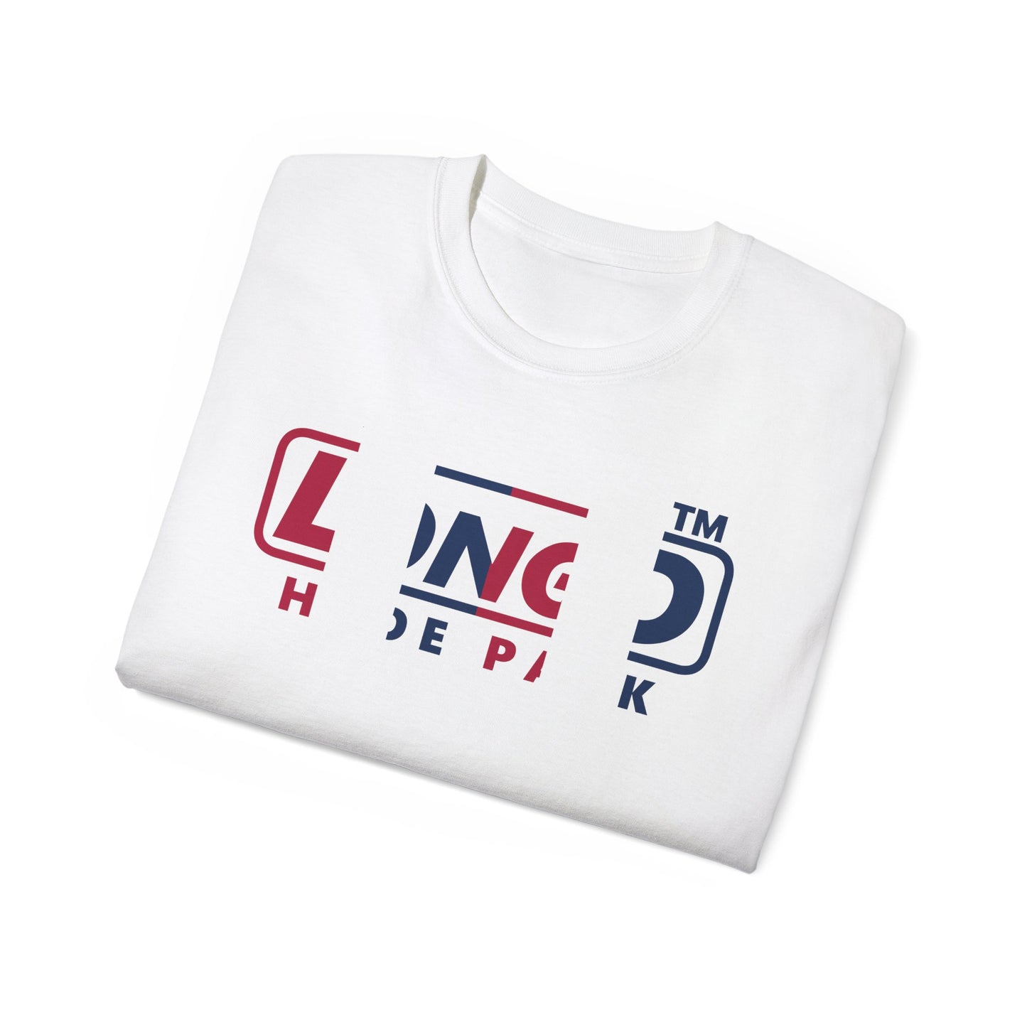 LongD positive vertical 6-striped Hyde Park logo cotton tee (patriotic colors)