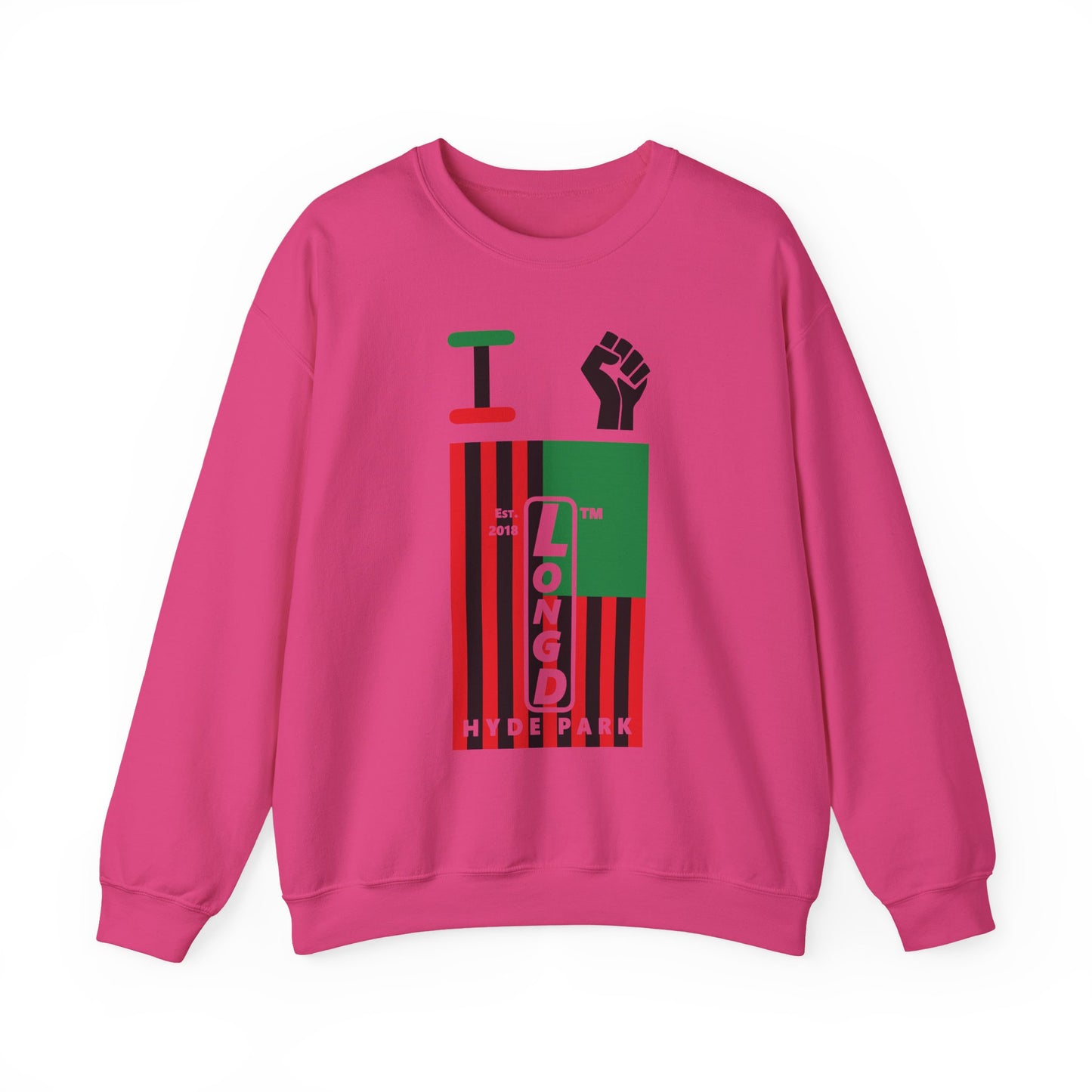 I Fist LongD negative flag Hyde Park upright logo crewneck sweatshirt