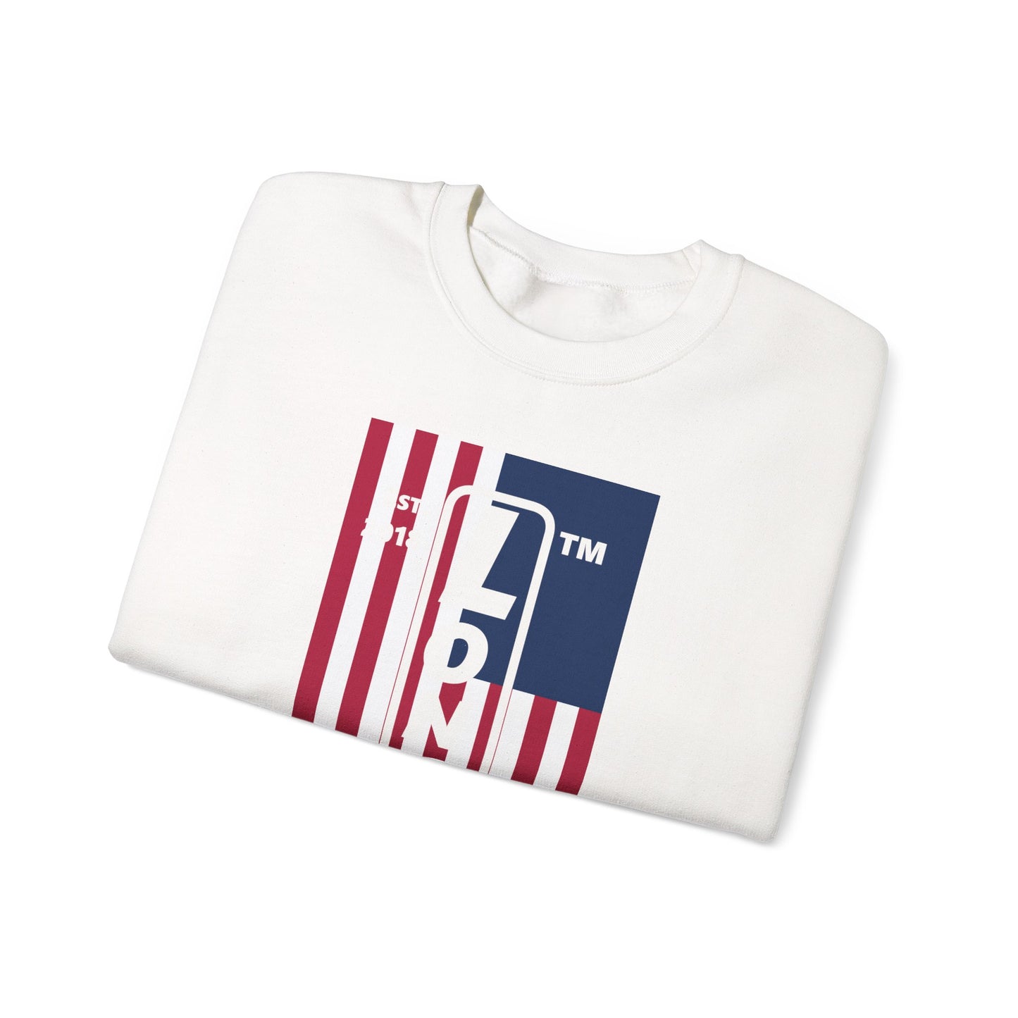 LongD negative flag Chicago logo crewneck sweatshirt (patriotic colors)