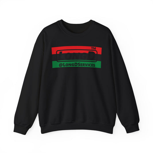 LongD negative horizontal 3-striped tag logo crewneck sweatshirt (Juneteenth colors)