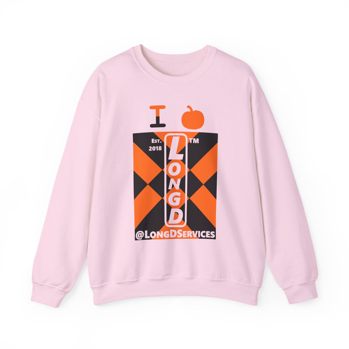 I pumpkin LongD Tag negative upright mixed argyle logo crewneck sweatshirt