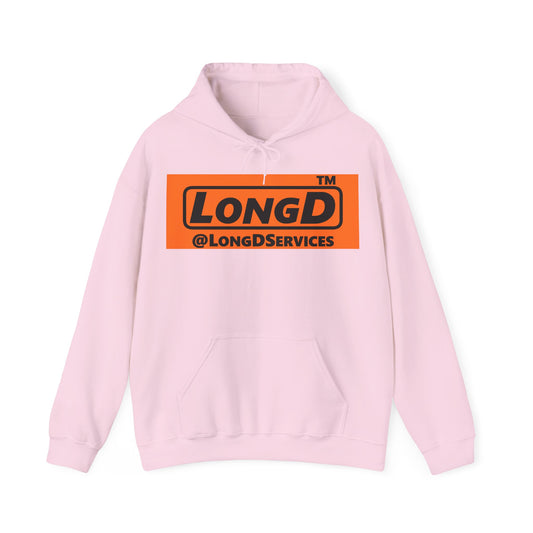 LongD Tag logo positive black on negative orange (Halloween colors) hoodie