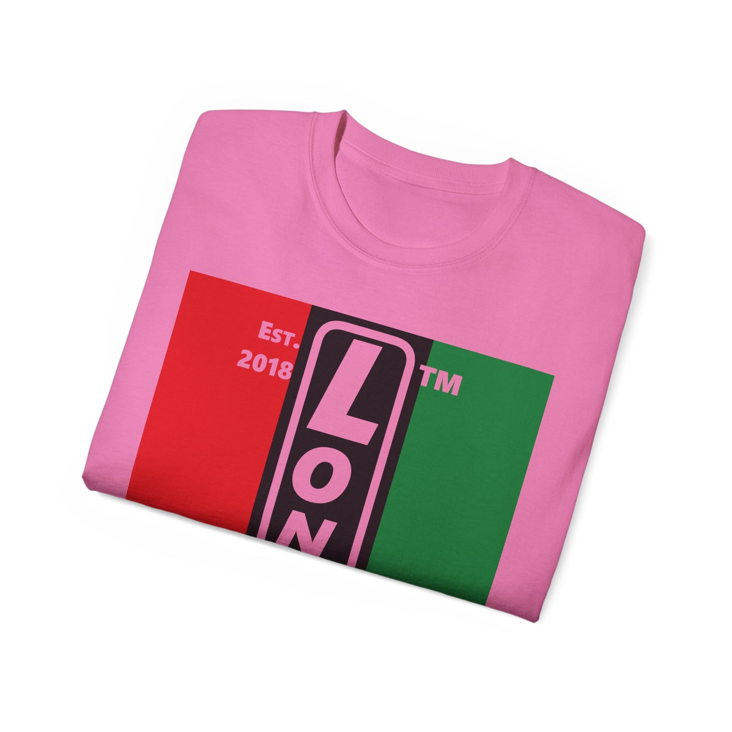LongD Cotton Tee negative vertical striped Hyde Park upright logo (Juneteenth colors)